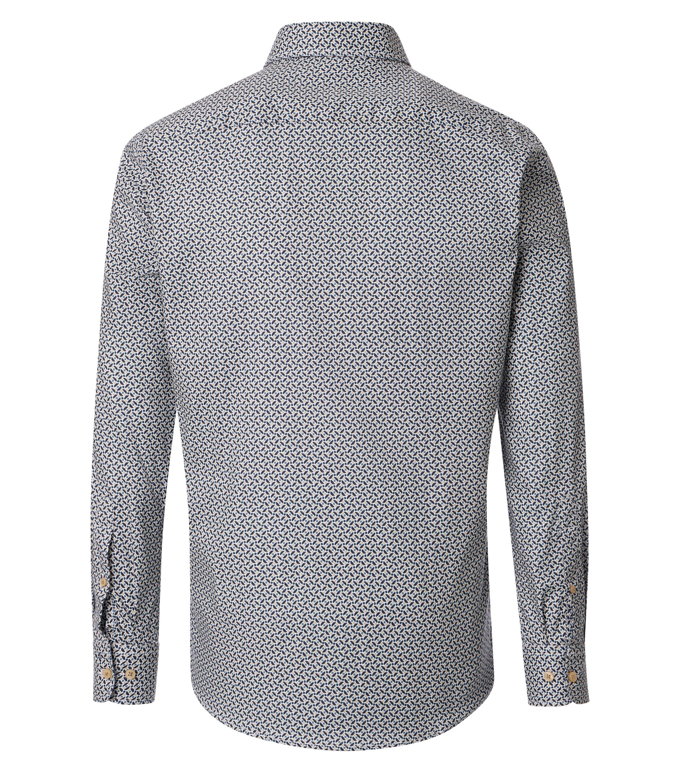 CASA MODA Sport casual fit overhemd, twill, wit met blauw en beige dessin