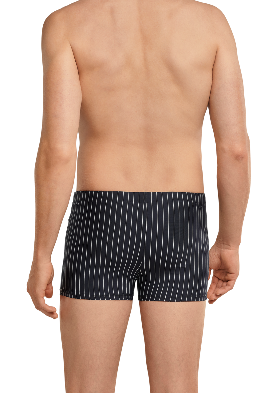 SCHIESSER nautical casual heren badkleding, retro zwembroek met ritszakje gerecyclede tricot strepen zwart