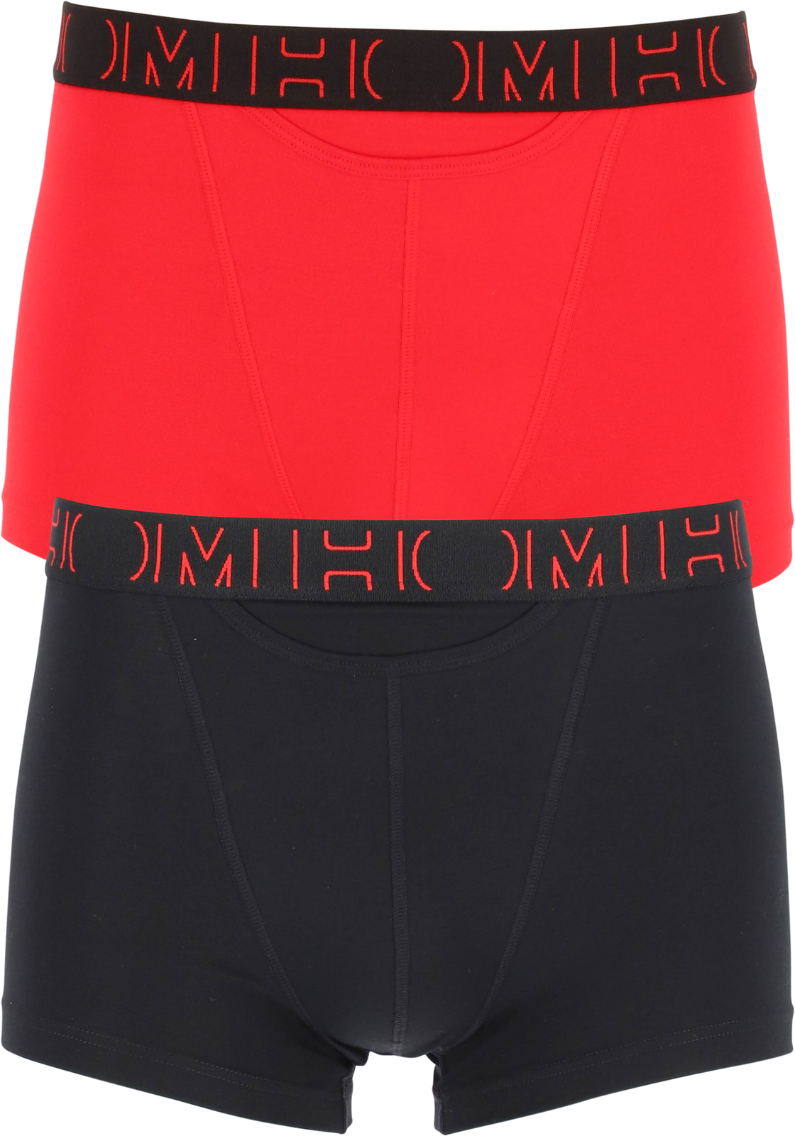 1-9009984230008_HOM_boxers_2p_HR HOM Boxerlines #2 boxer briefs HO1 (2-pack), heren boxer kort met horizontale gulp, rood, zwart