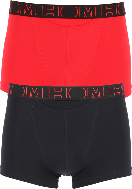 HOM Boxerlines #2 boxer briefs HO1 (2-pack), heren boxer kort met horizontale gulp, rood, zwart HOM Boxerlines #2 boxer briefs HO1 (2-pack), heren boxer kort met horizontale gulp, rood, zwart