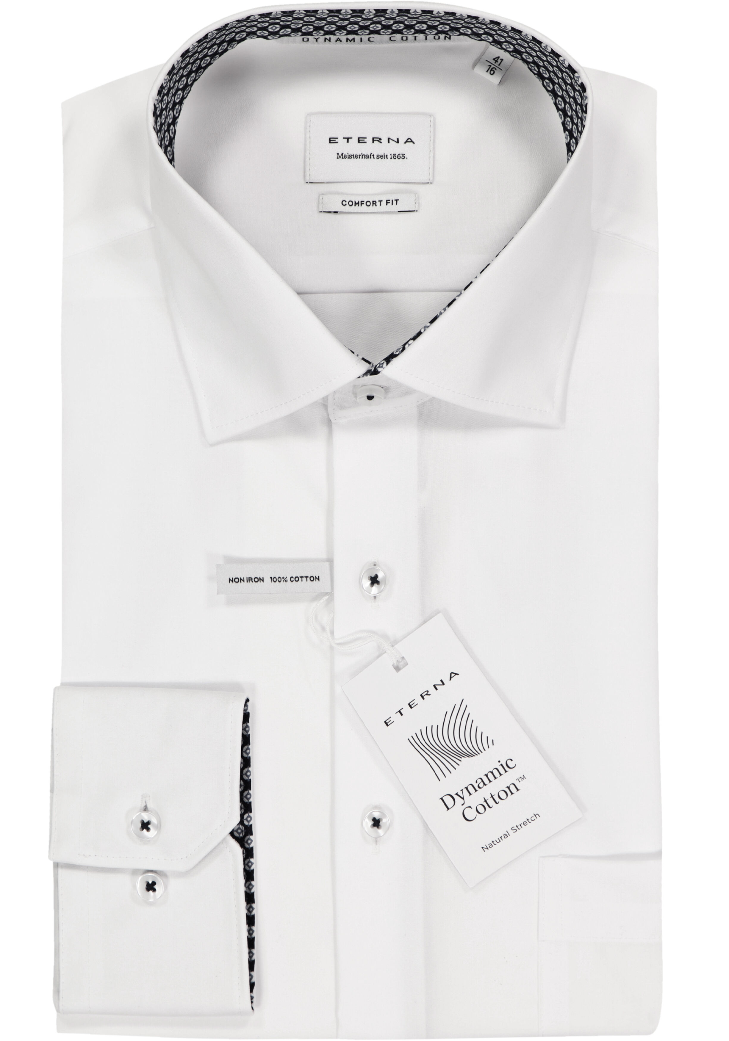 ETERNA comfort fit overhemd, popeline, wit