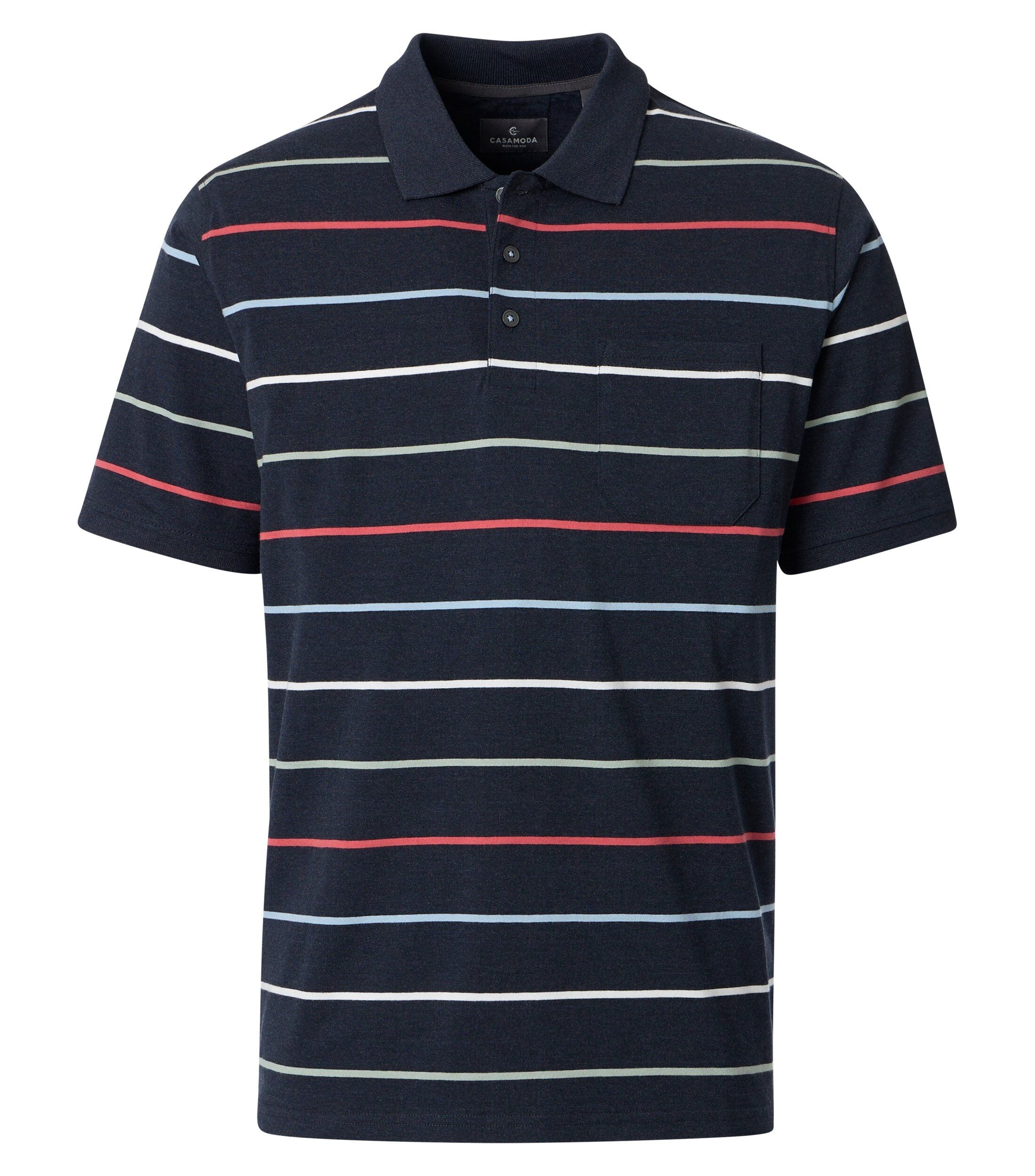 CASA MODA comfort fit heren polo, blauw dessin