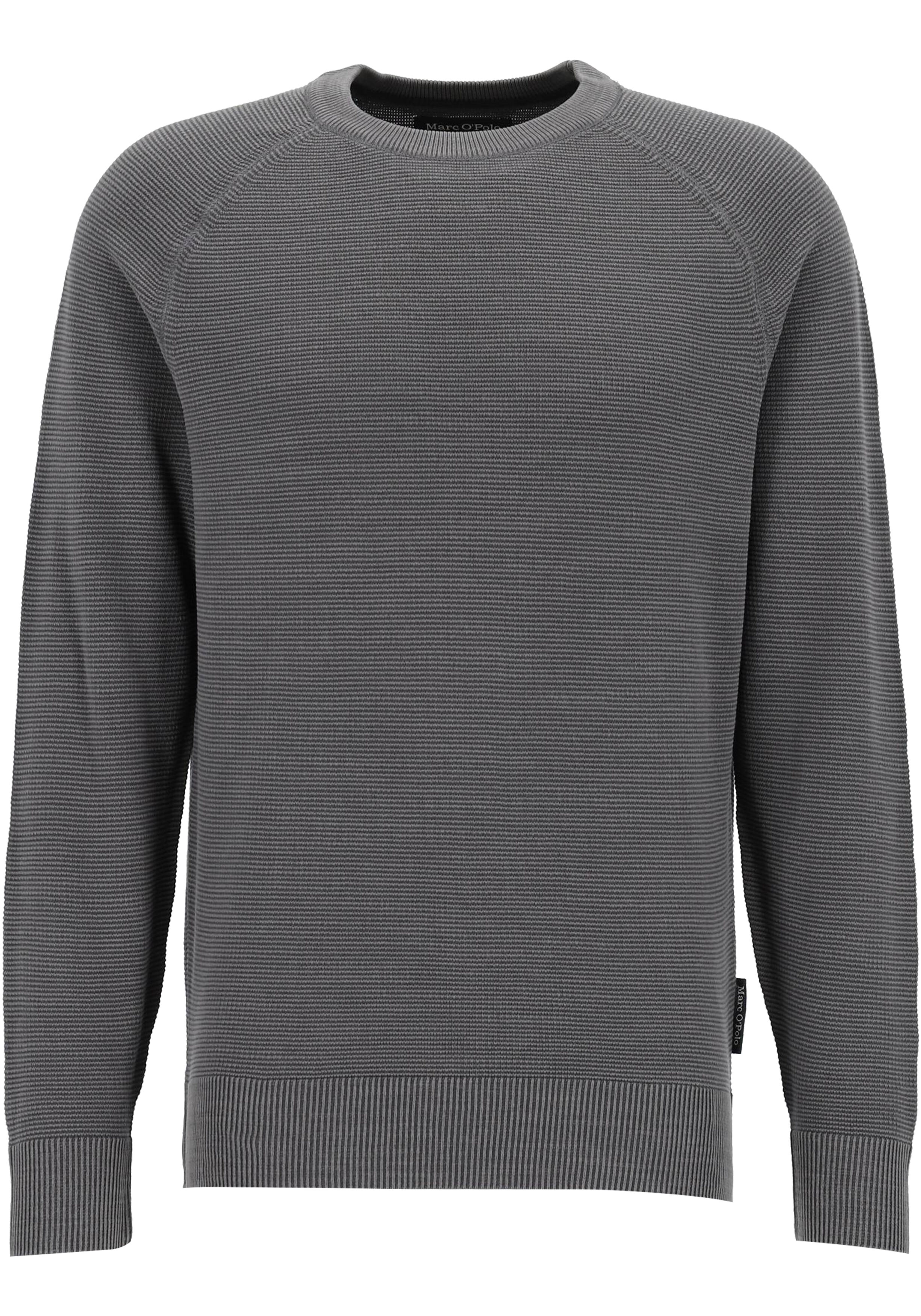 Marc O'Polo regular fit pullover, heren trui katoen met O-hals, grijs (middeldik)