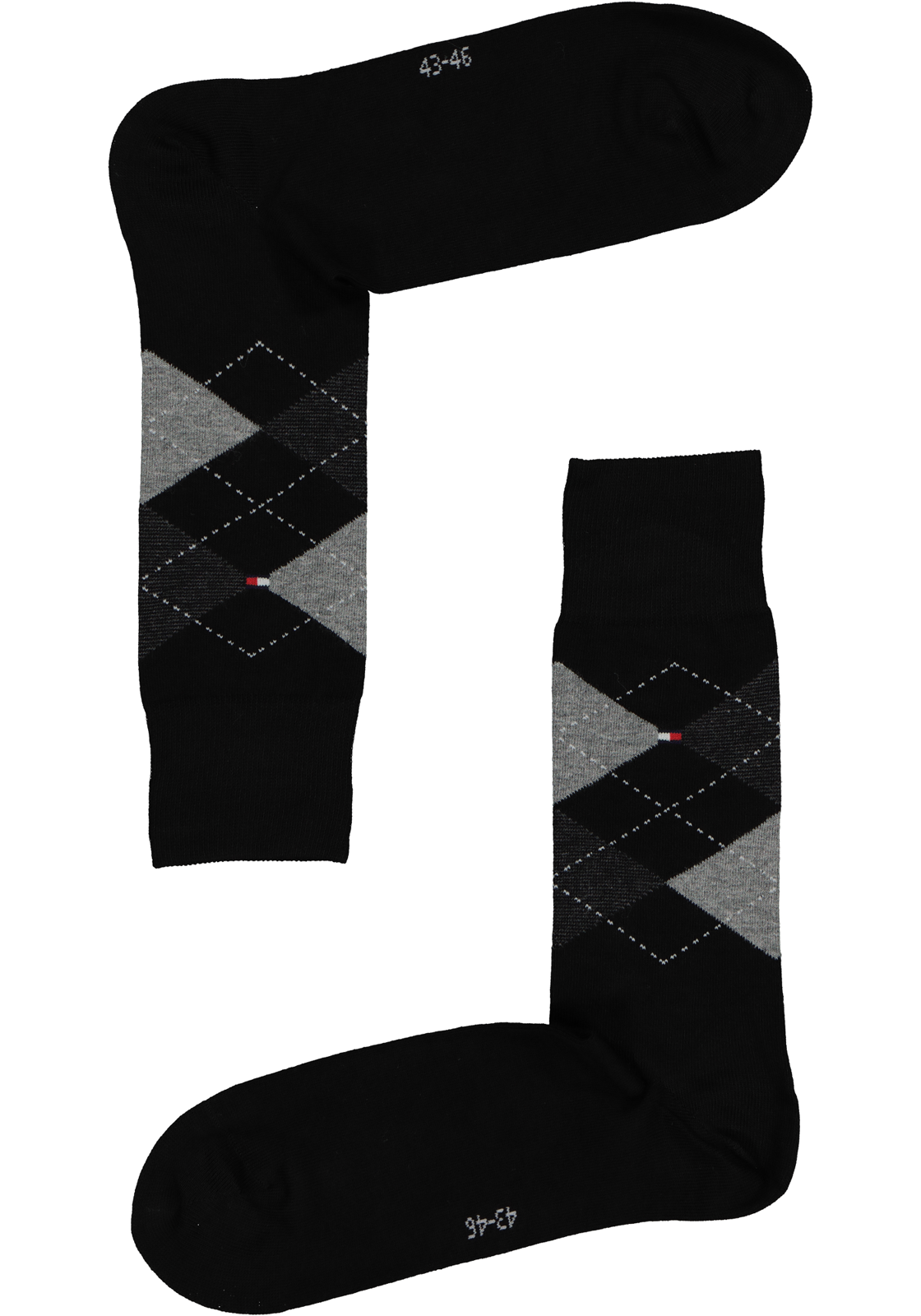 6-8718824979083_sok_HR Tommy Hilfiger Check Socks (2-pack), herensokken katoen, geruit en uni, zwart