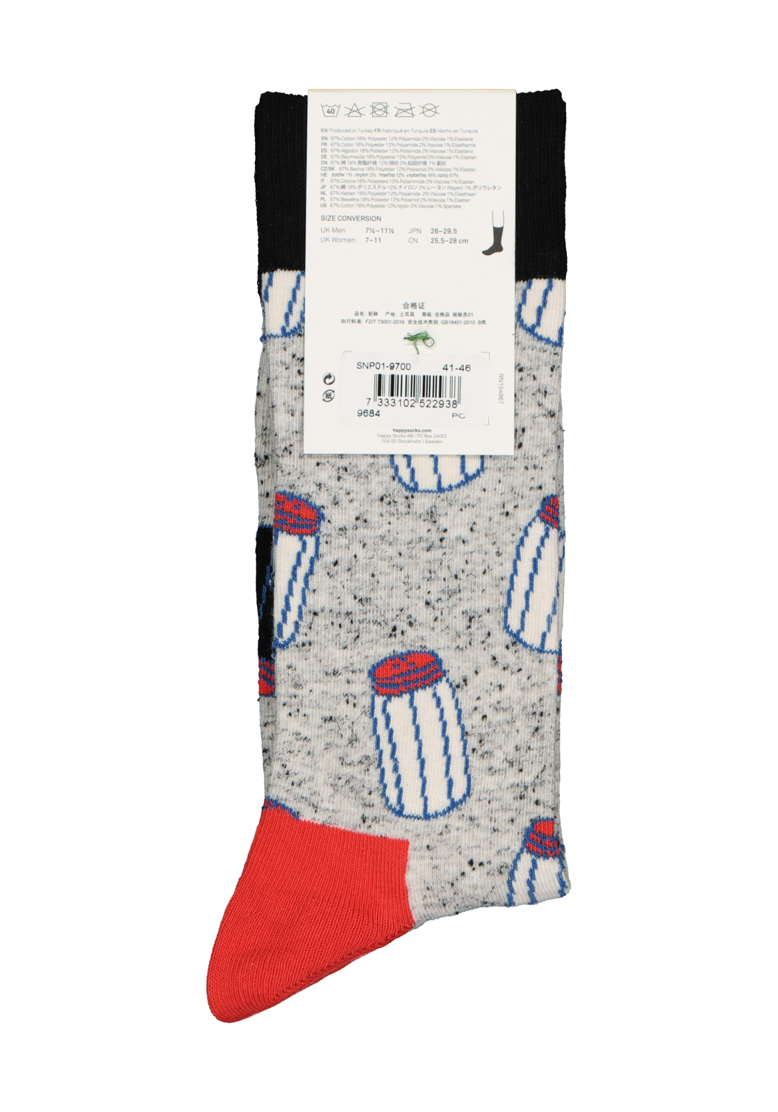 4-7333102522938_happy_socks_HR Happy Socks Salt N Pepper Sock, grijs met zout en peper