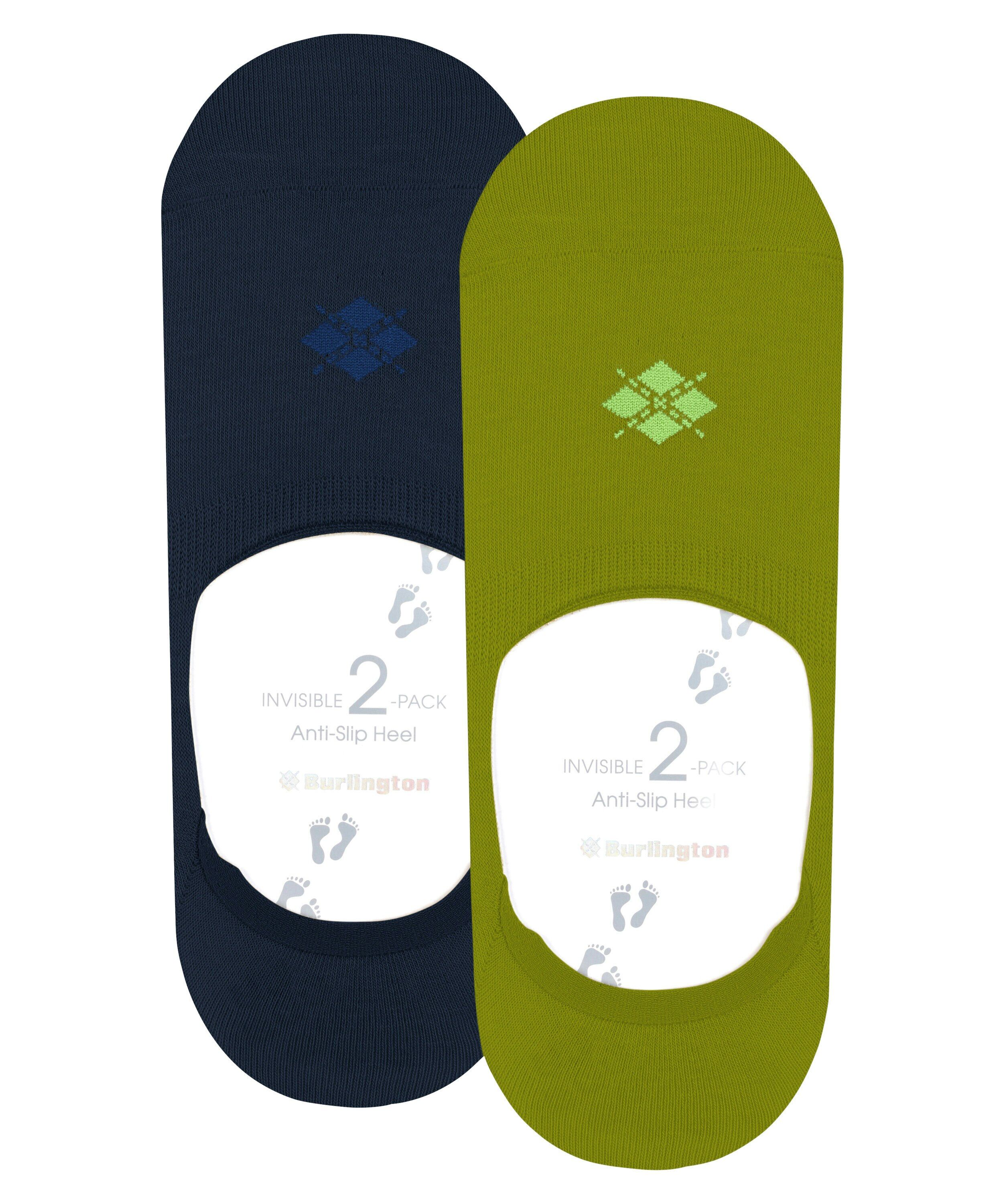 Burlington Everyday 2-Pack heren invisible sokken, groen (moss)