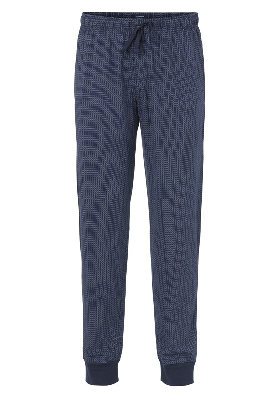 SCHIESSER Mix+Relax lounge broek, lange pijpen met boord, dun, blauw geruit SCHIESSER Mix+Relax lounge broek, lange pijpen met boord, dun, blauw geruit