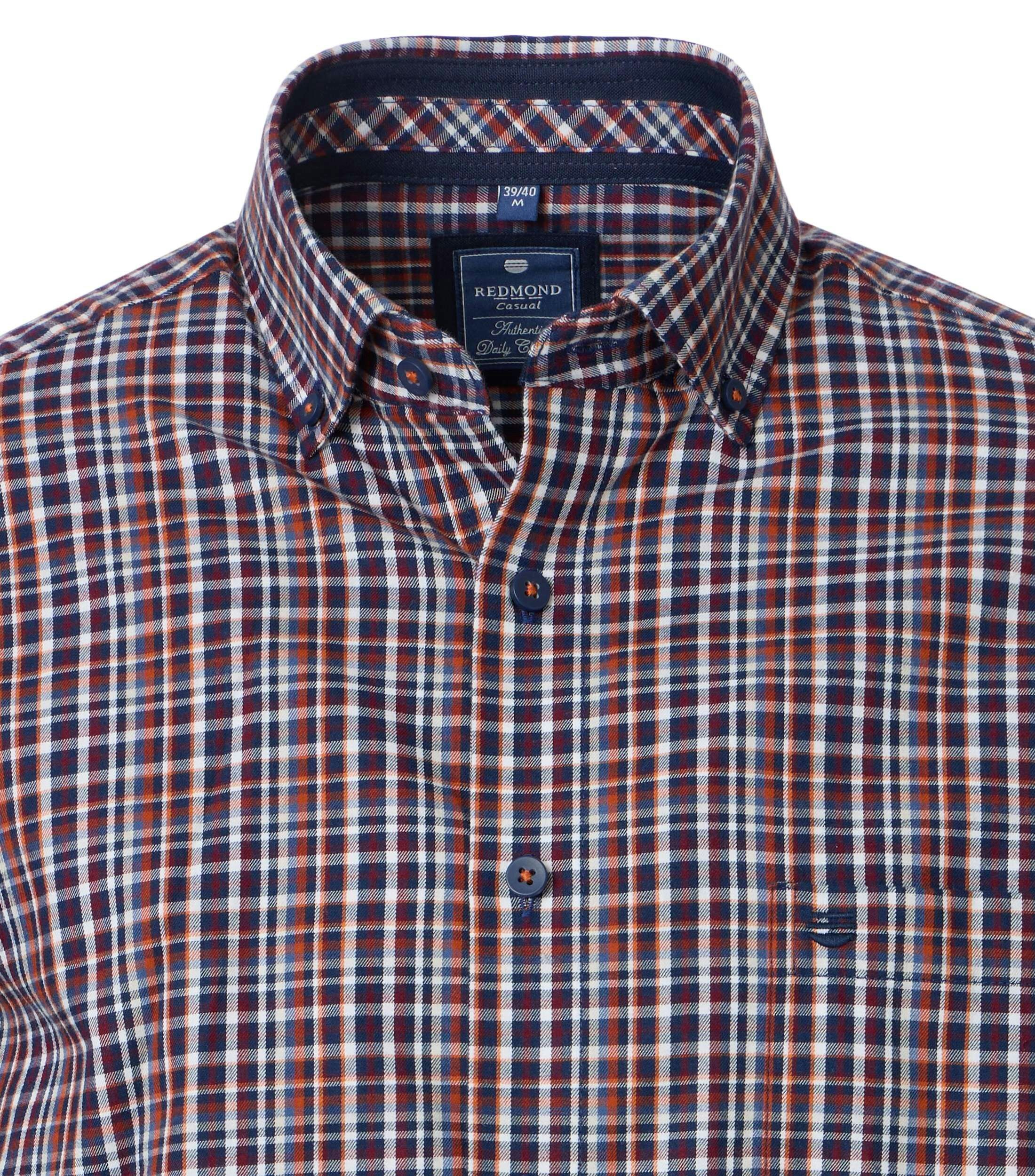Redmond comfort fit overhemd, twill, rood geruit