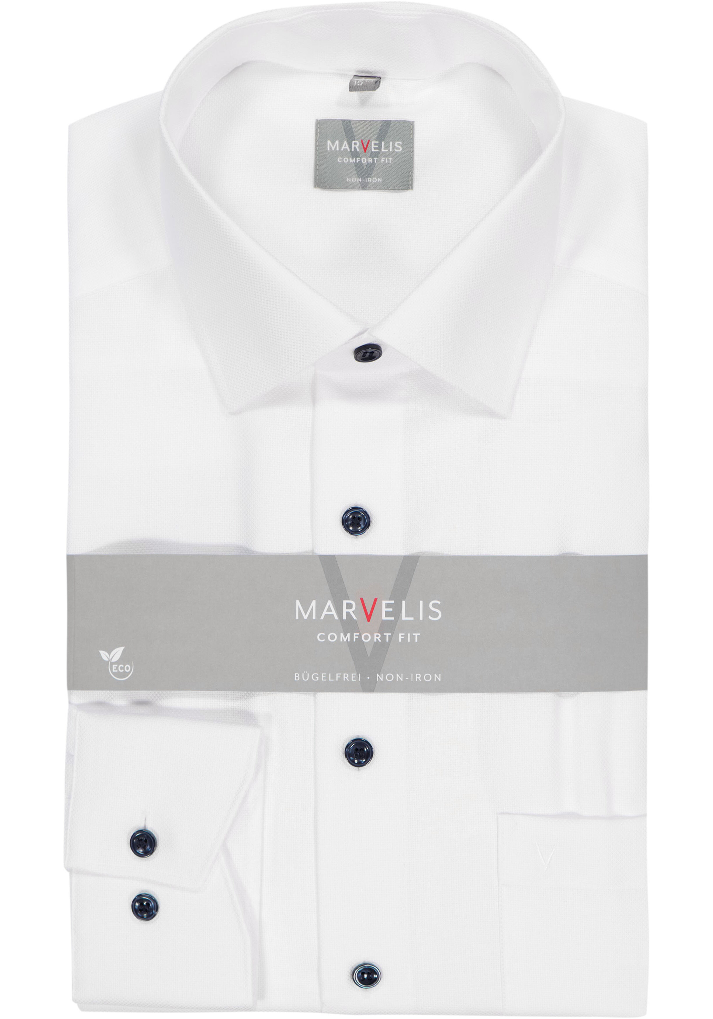 MARVELIS comfort fit overhemd, structuur, wit
