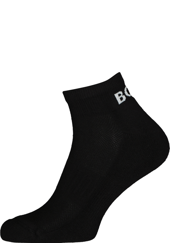 BOSS logo sportsokken (2-pack), heren enkelsokken, zwart BOSS logo sportsokken (2-pack), heren enkelsokken, zwart