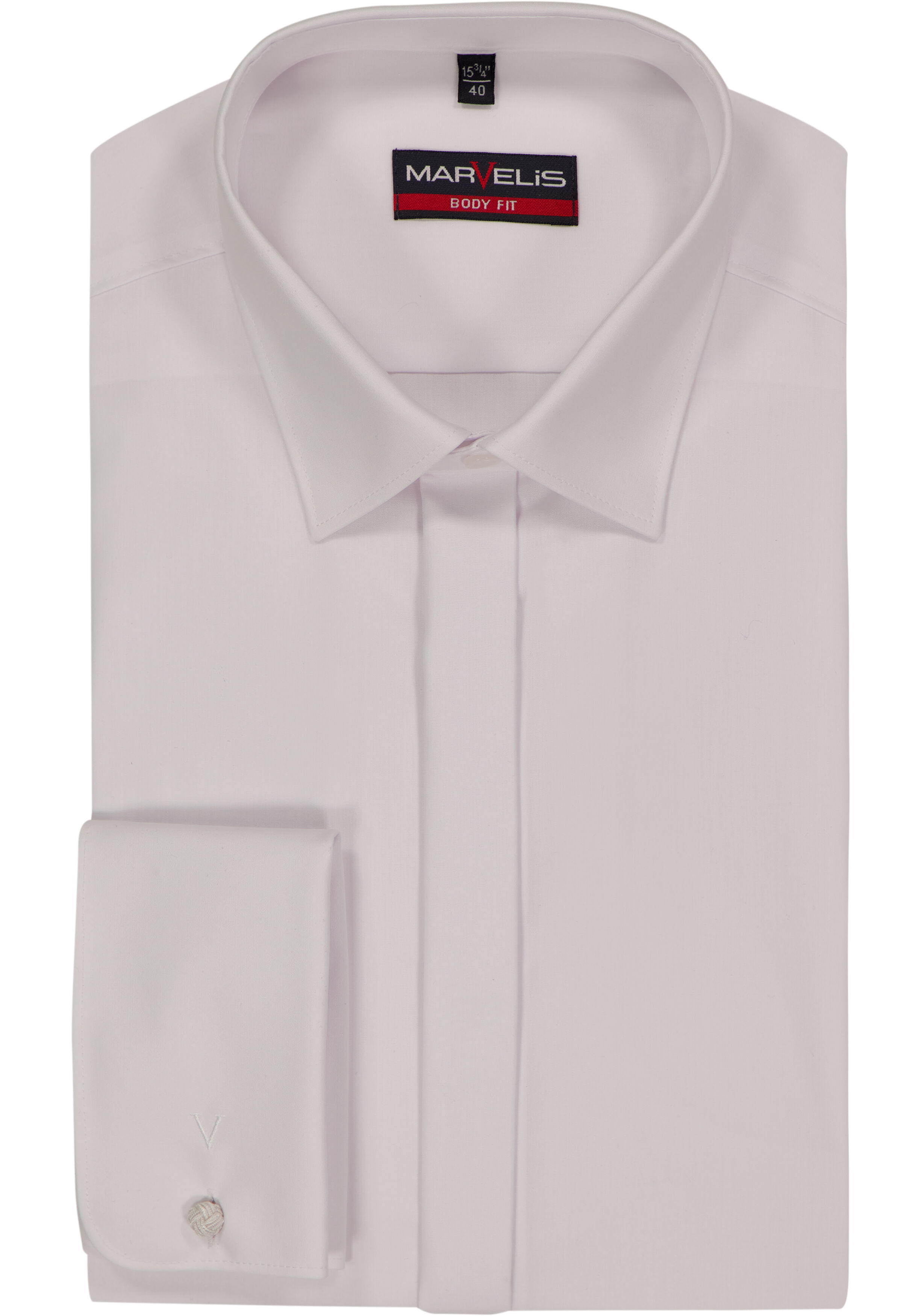 MARVELIS body fit smoking overhemd, popeline, wit