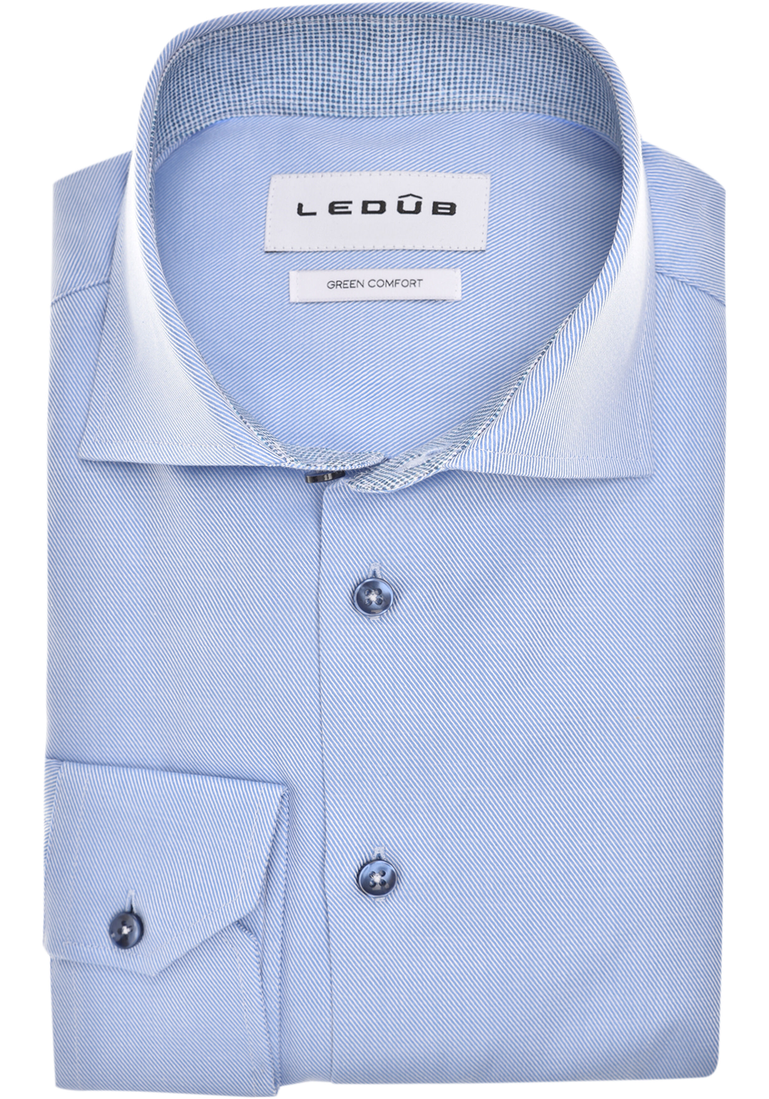 Ledub modern fit overhemd, mouwlengte 72 cm, twill, lichtblauw