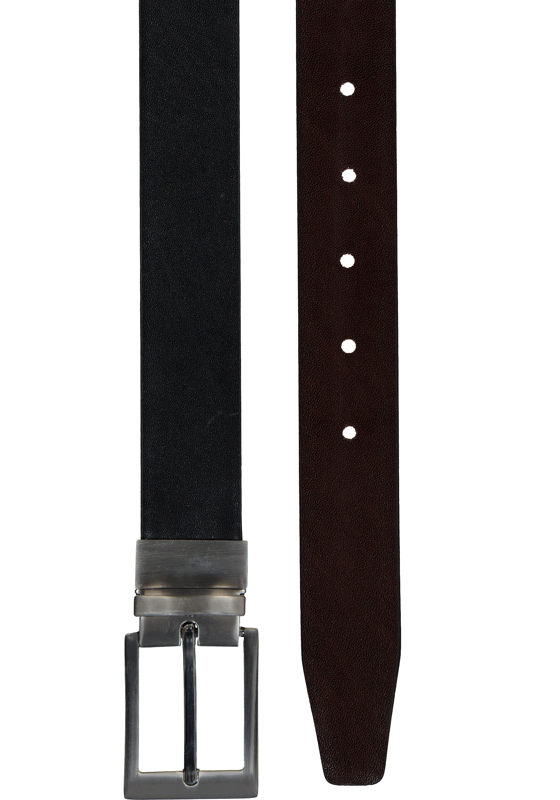 LINDENMANN leren heren riem draaibaar,  zwart-donker bruin LINDENMANN leren heren riem draaibaar,  zwart-donker bruin
