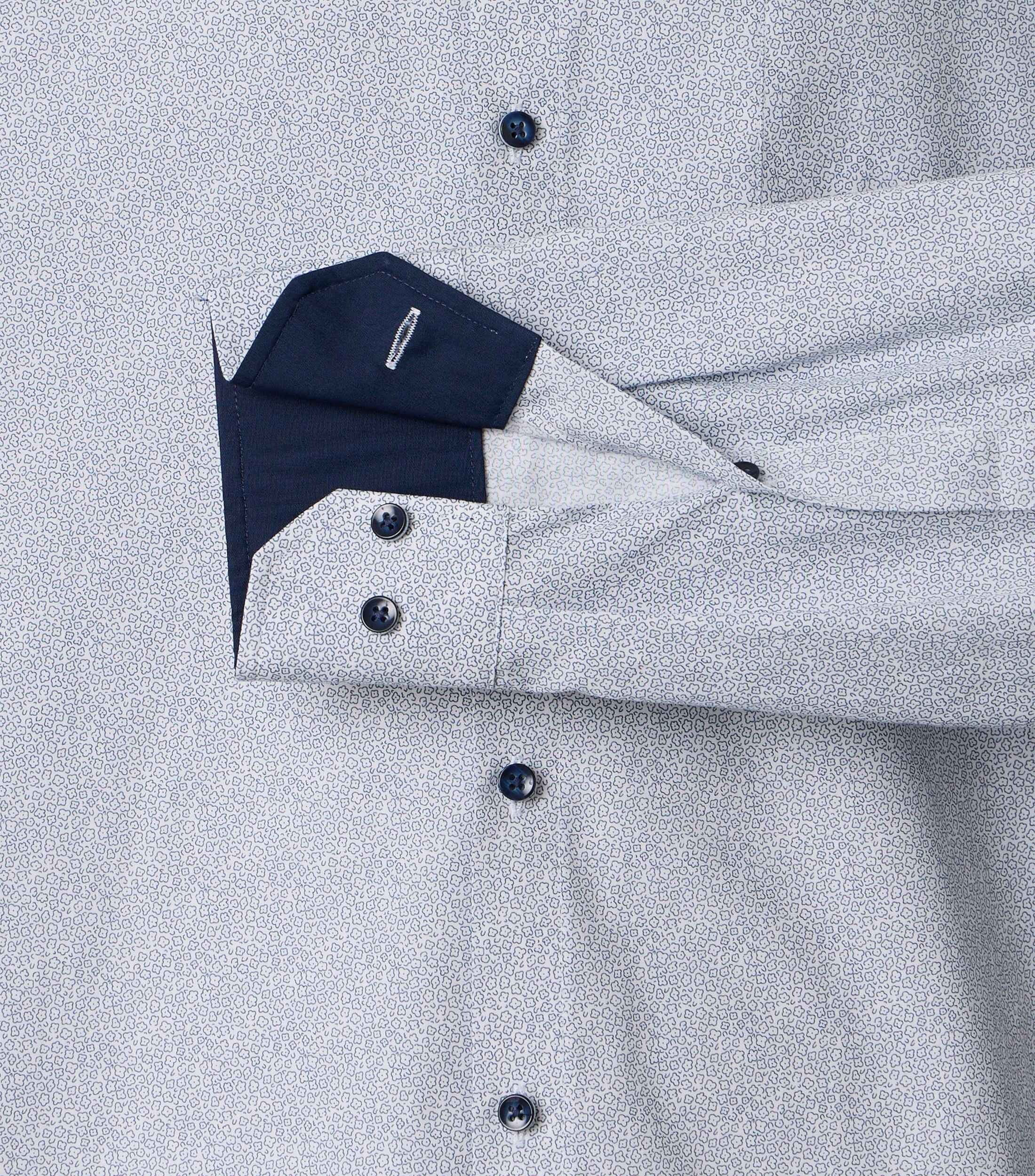 VENTI modern fit overhemd, popeline, wit, blauw dessin
