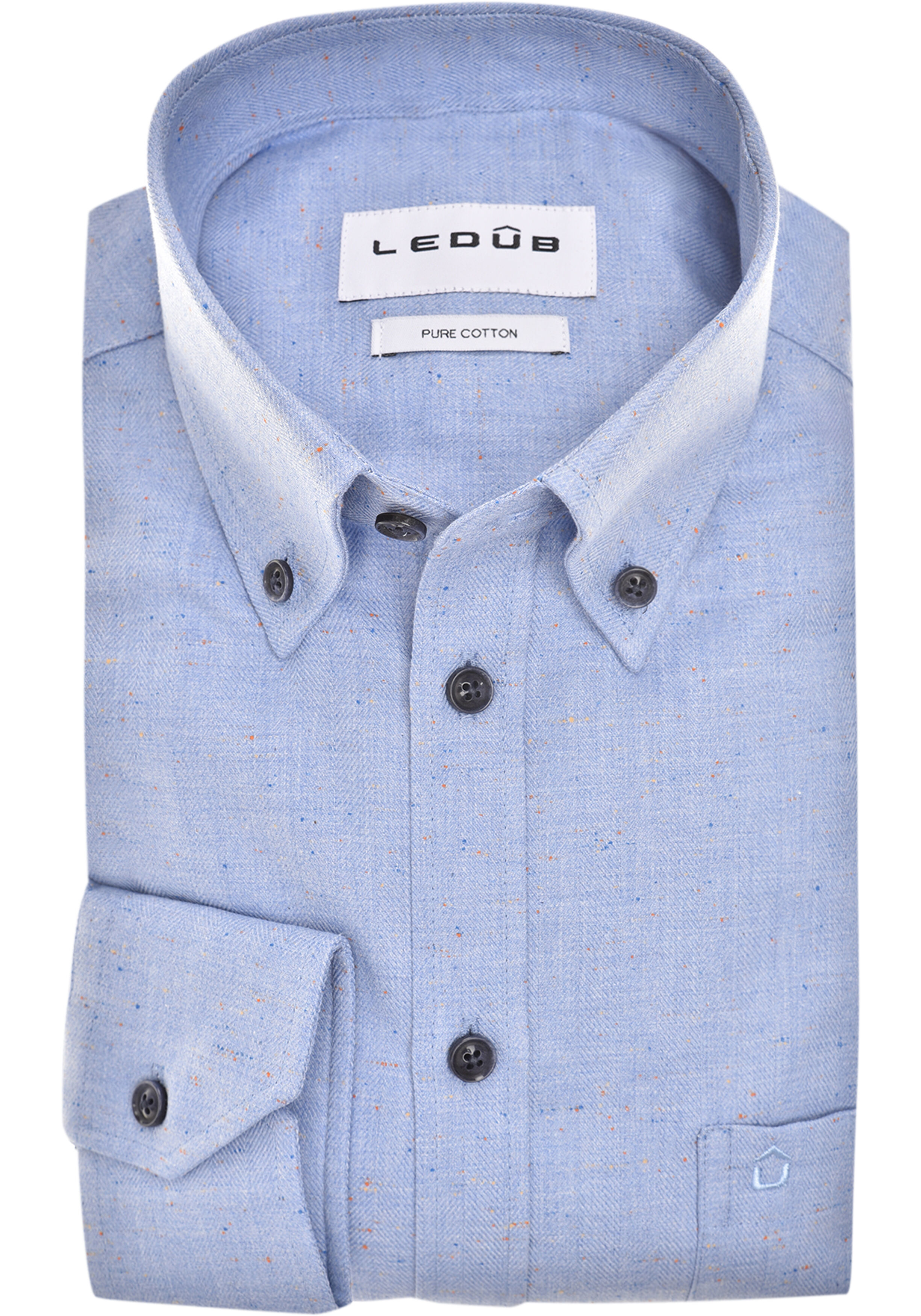 Ledub modern fit overhemd, flanel, lichtblauw