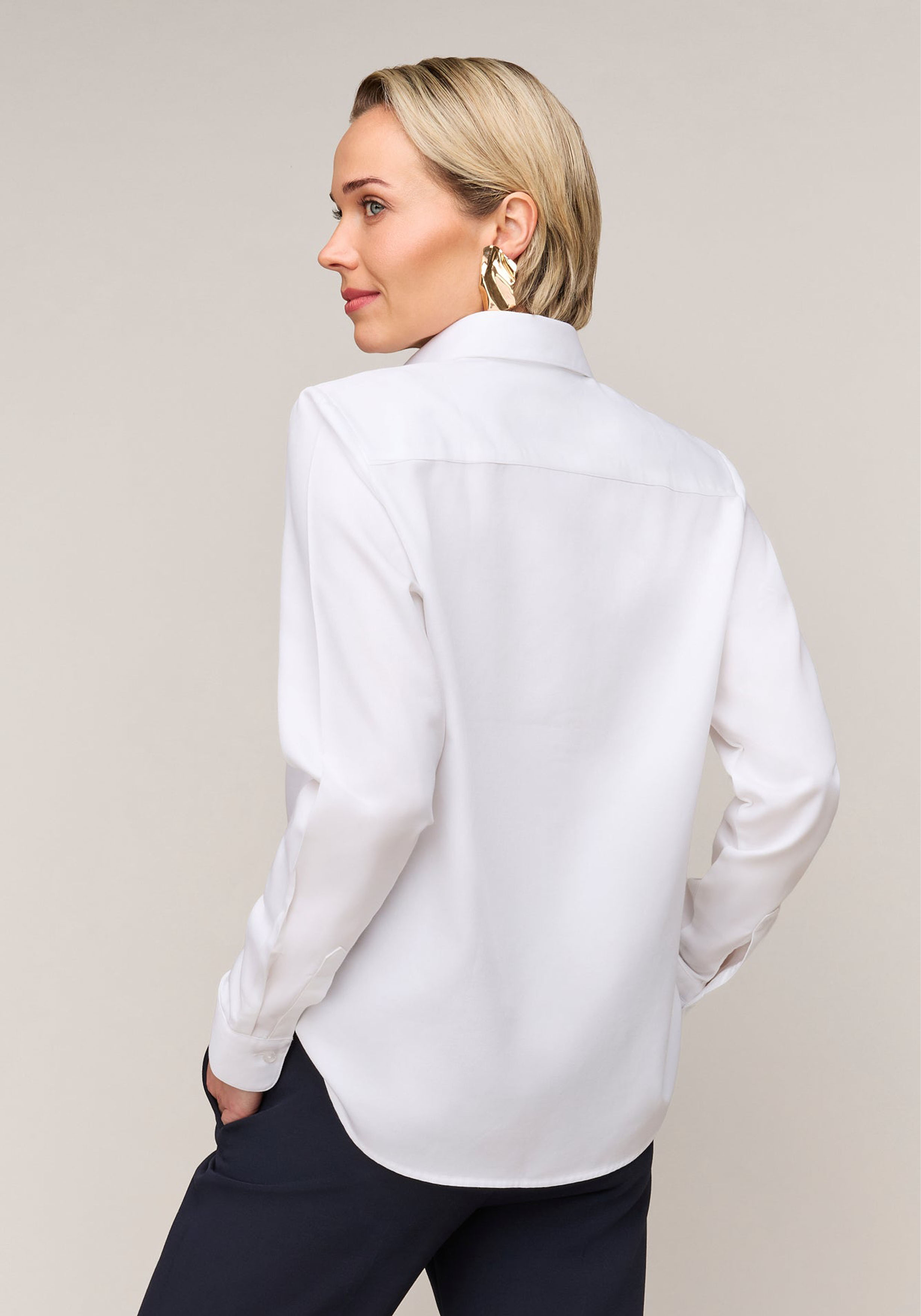 Vander Amsterdam damesblouse regular fit enkele manchet, twill, wit