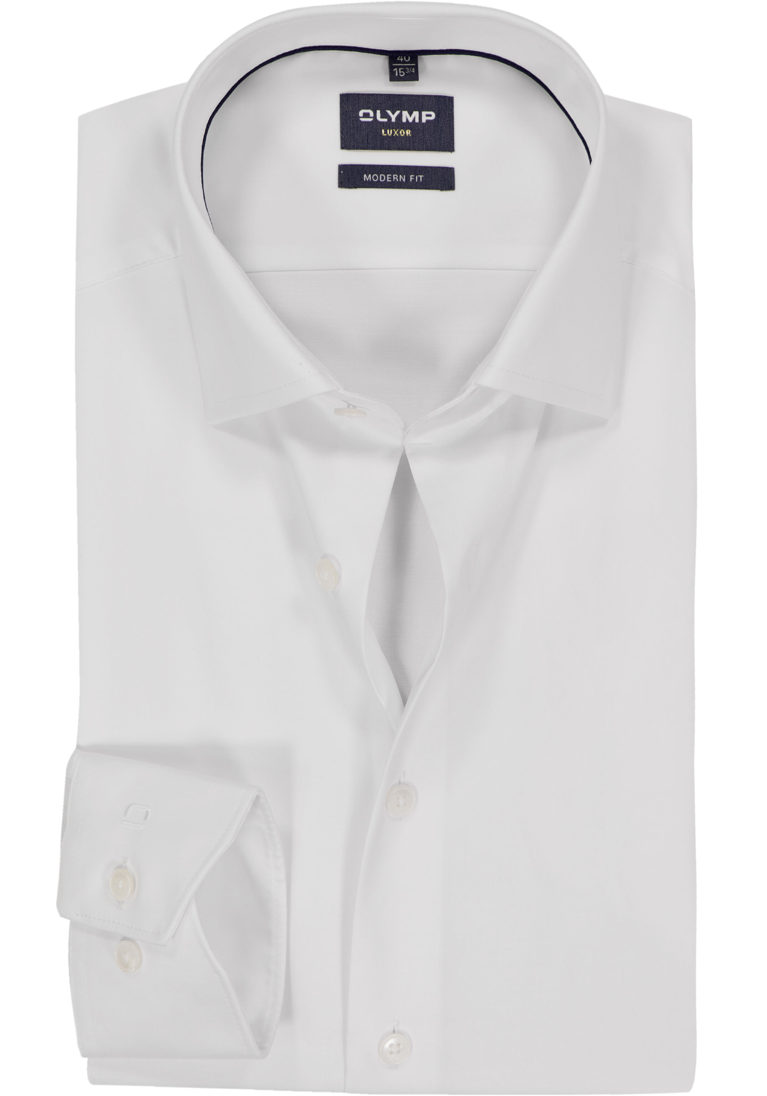 OLYMP Luxor modern fit overhemd, satijnbinding, wit