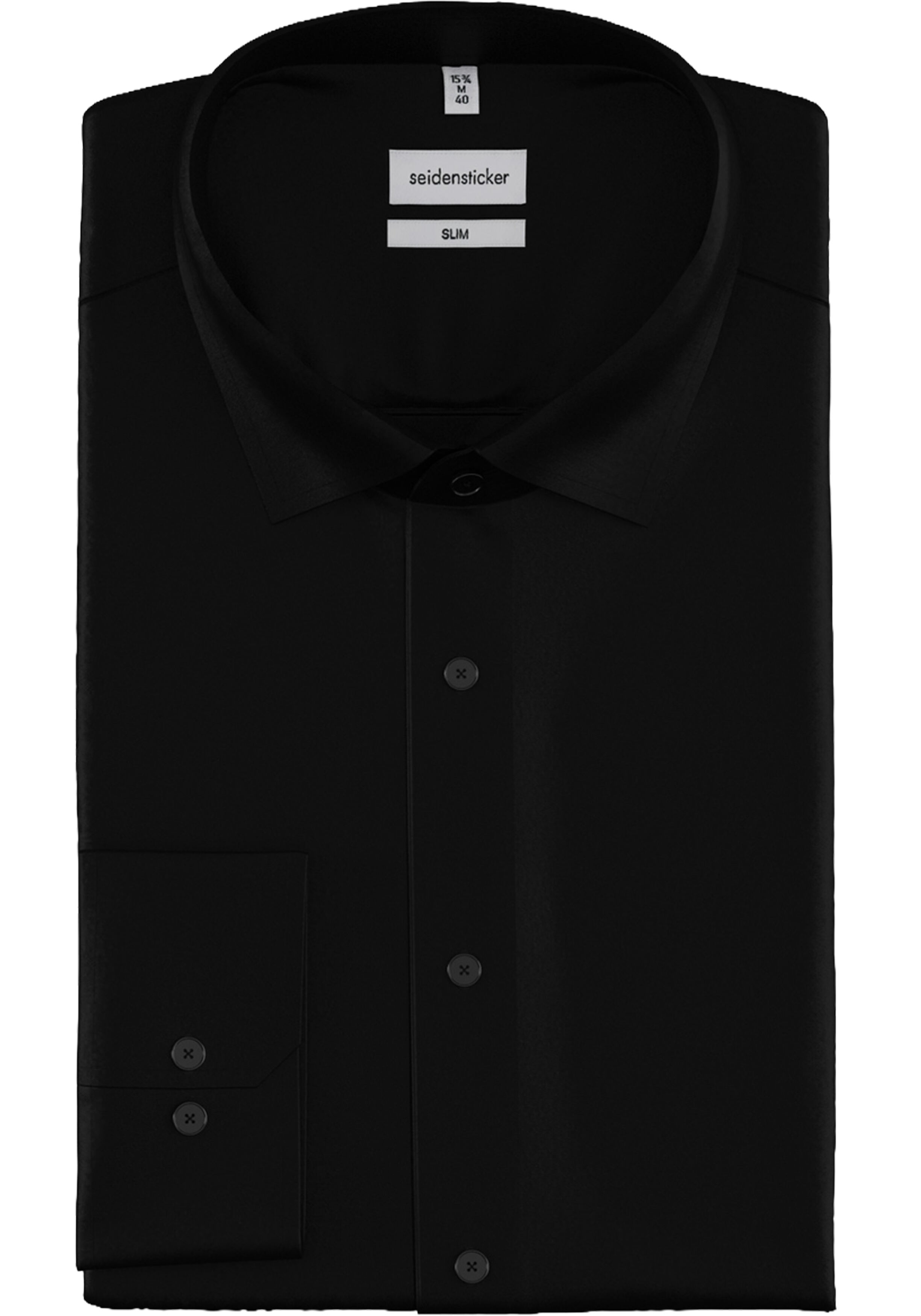 Seidensticker shaped fit overhemd, popeline, zwart