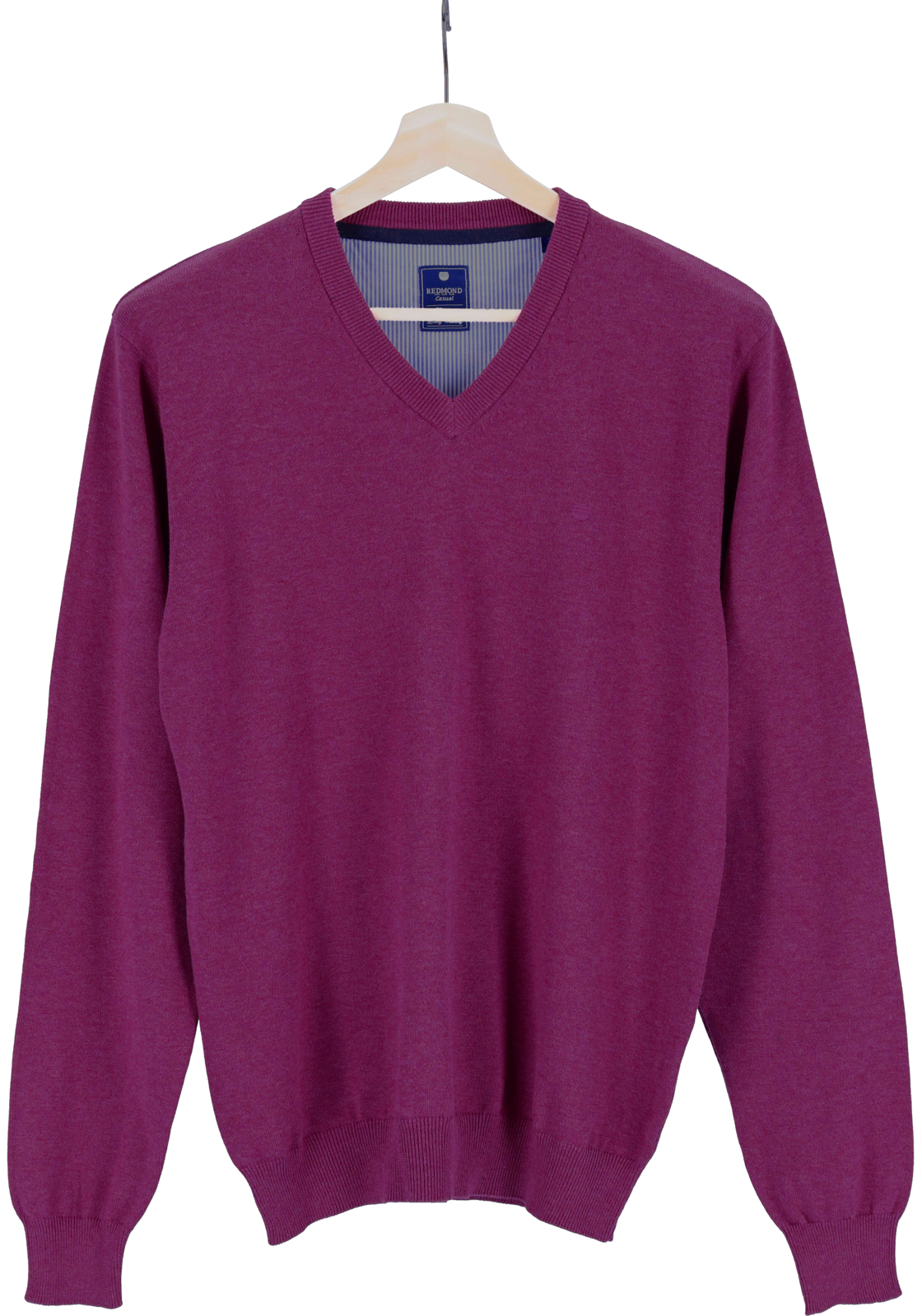 4-4049807809313-redmond-Redmond_TR_600800_paars_hanger_HR Redmond heren trui katoen, V-hals, magenta, donker paars-roze