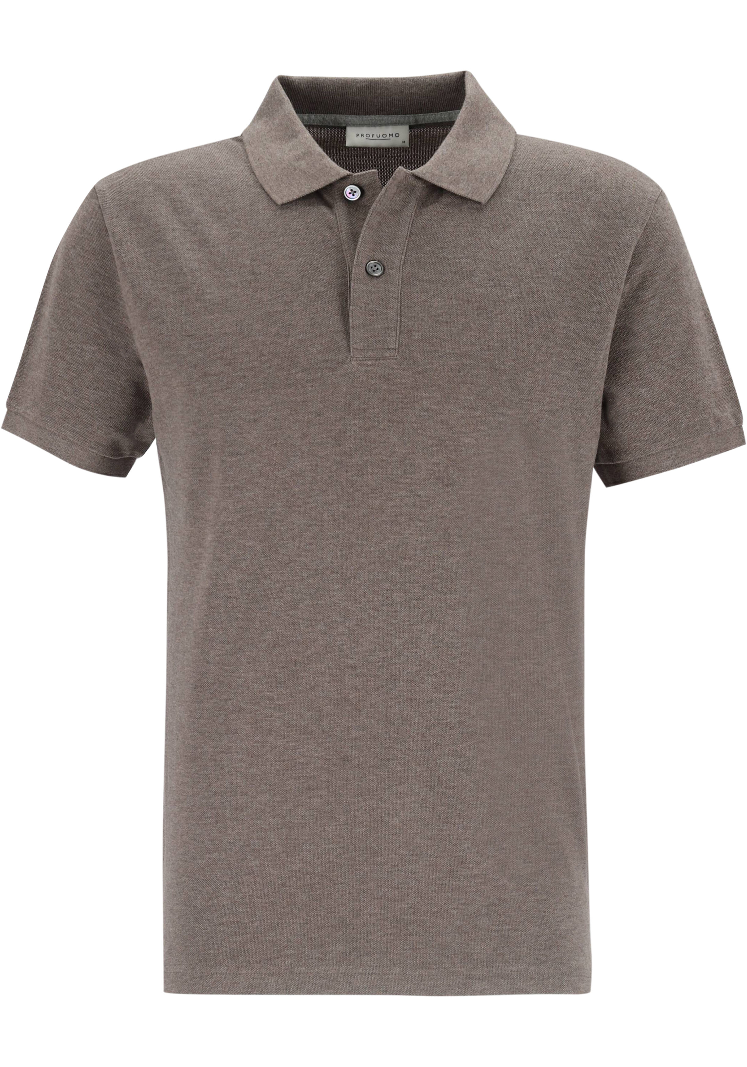 Profuomo slim fit heren polo, bruin