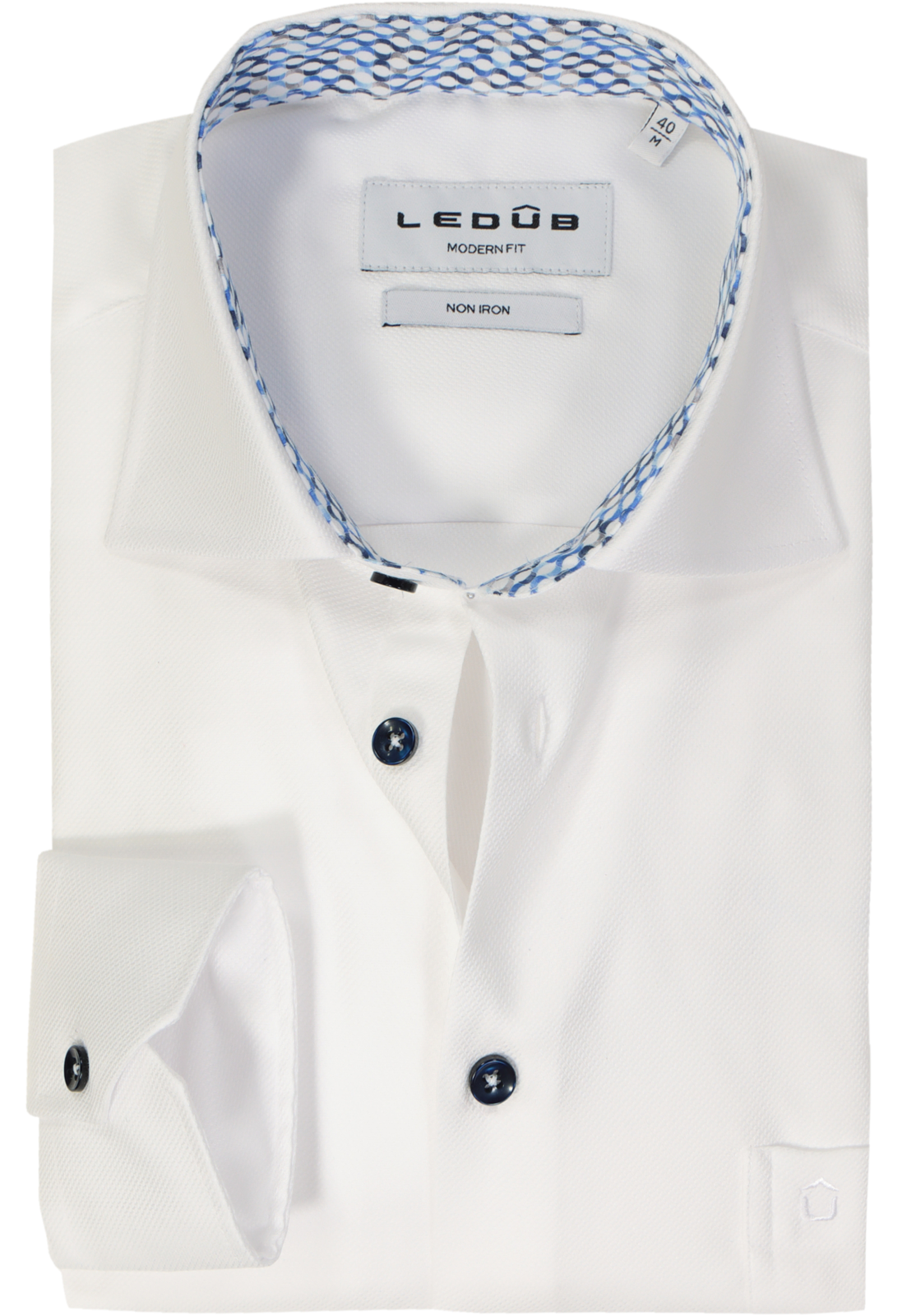 Ledub modern fit overhemd, popeline, wit Ledub modern fit overhemd, popeline, wit