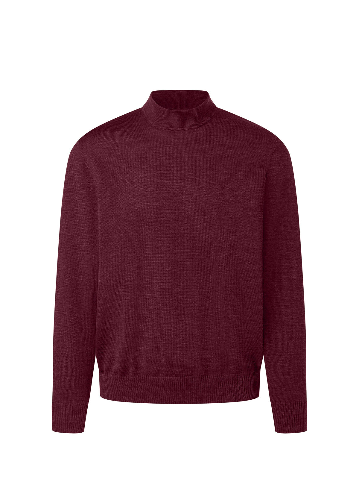 MAERZ Classic Fit heren trui met turtleneck wol, bordeaux rood