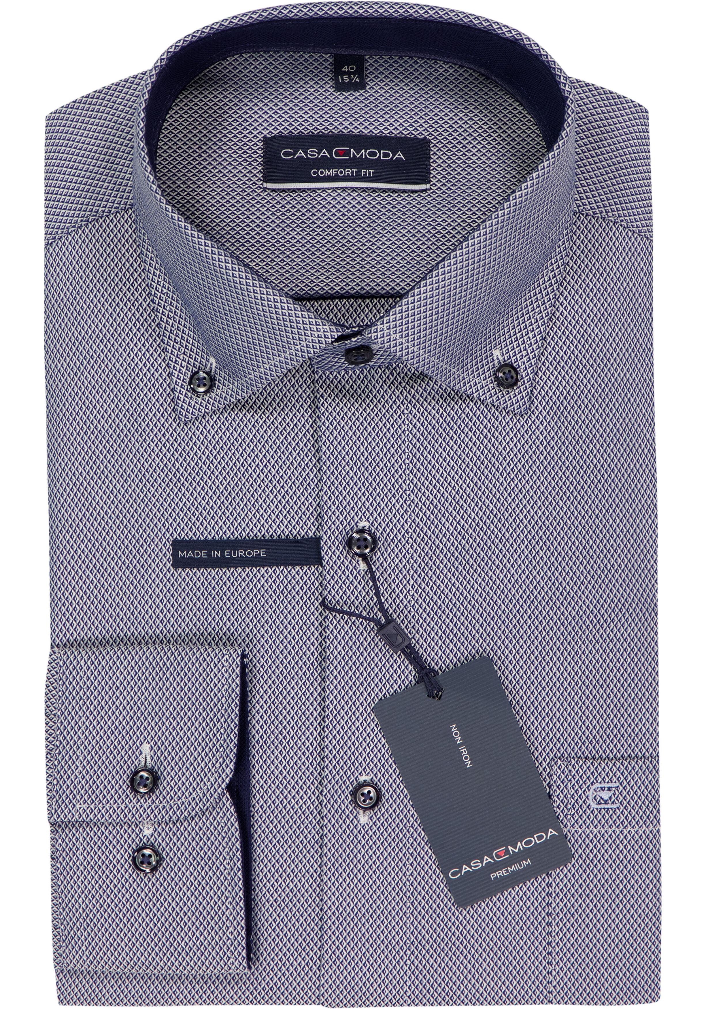 CASA MODA comfort fit overhemd, dobby, blauw