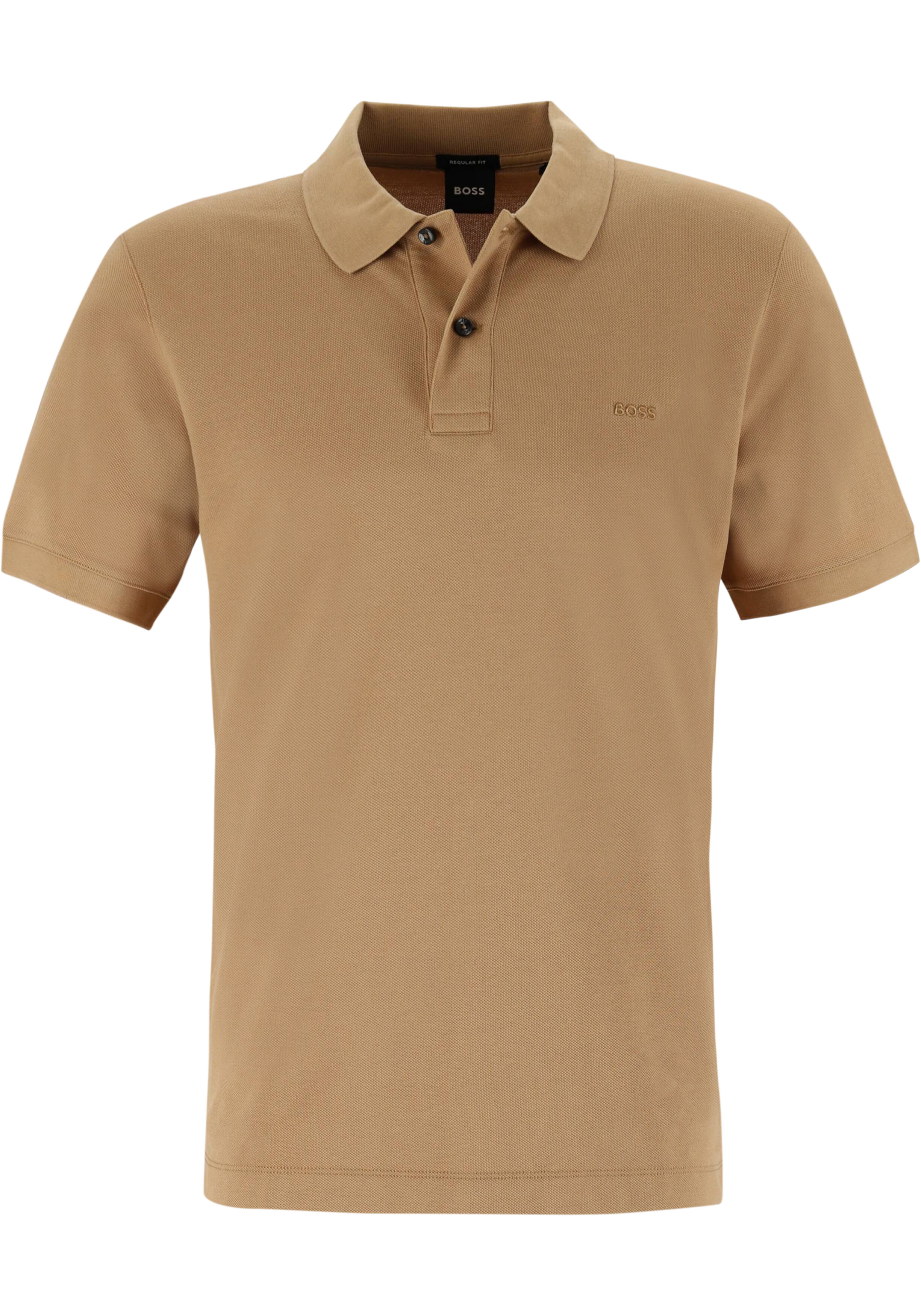 BOSS Pallas regular fit polo, pique, midden beige