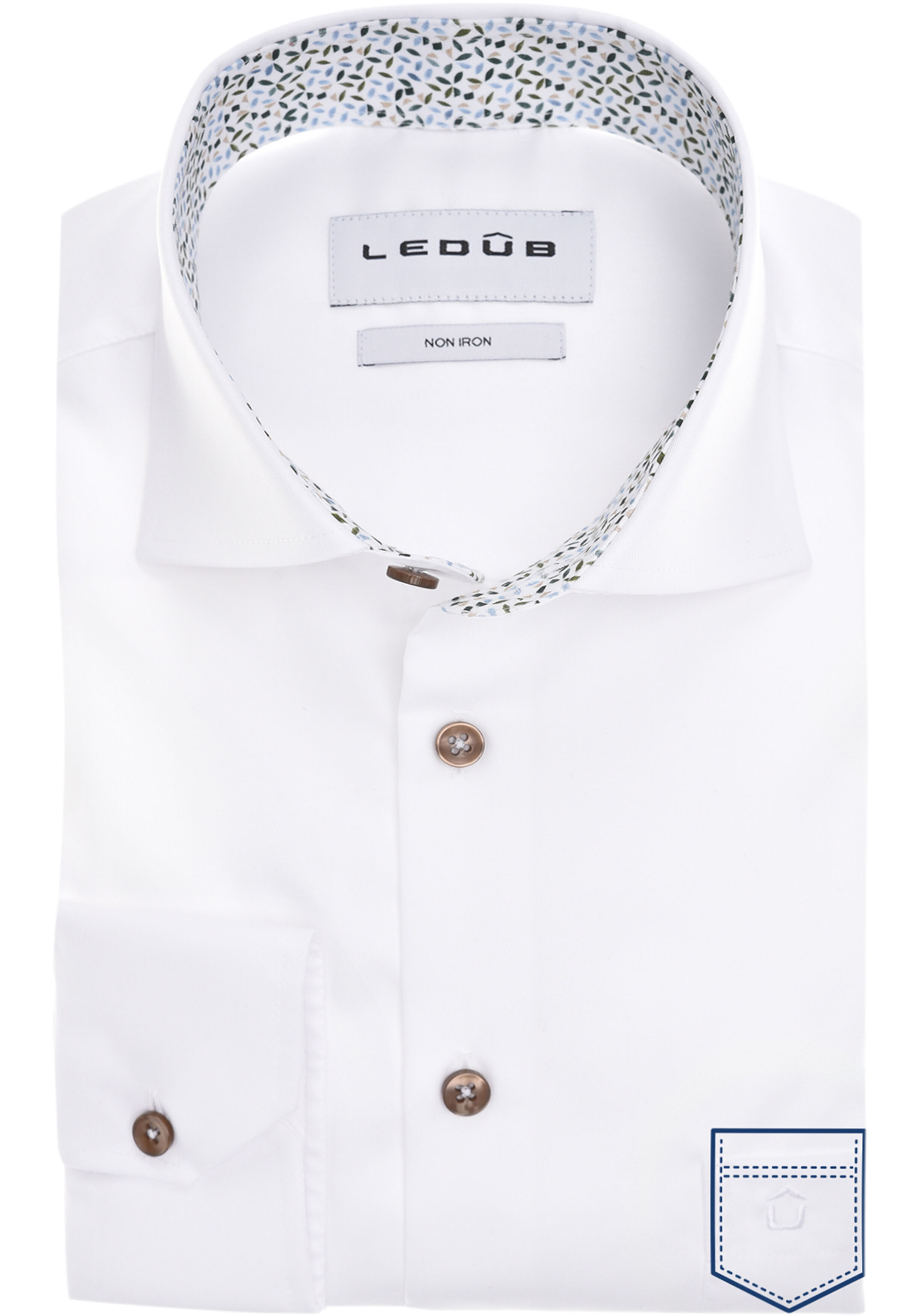 Ledub modern fit overhemd, popeline, wit