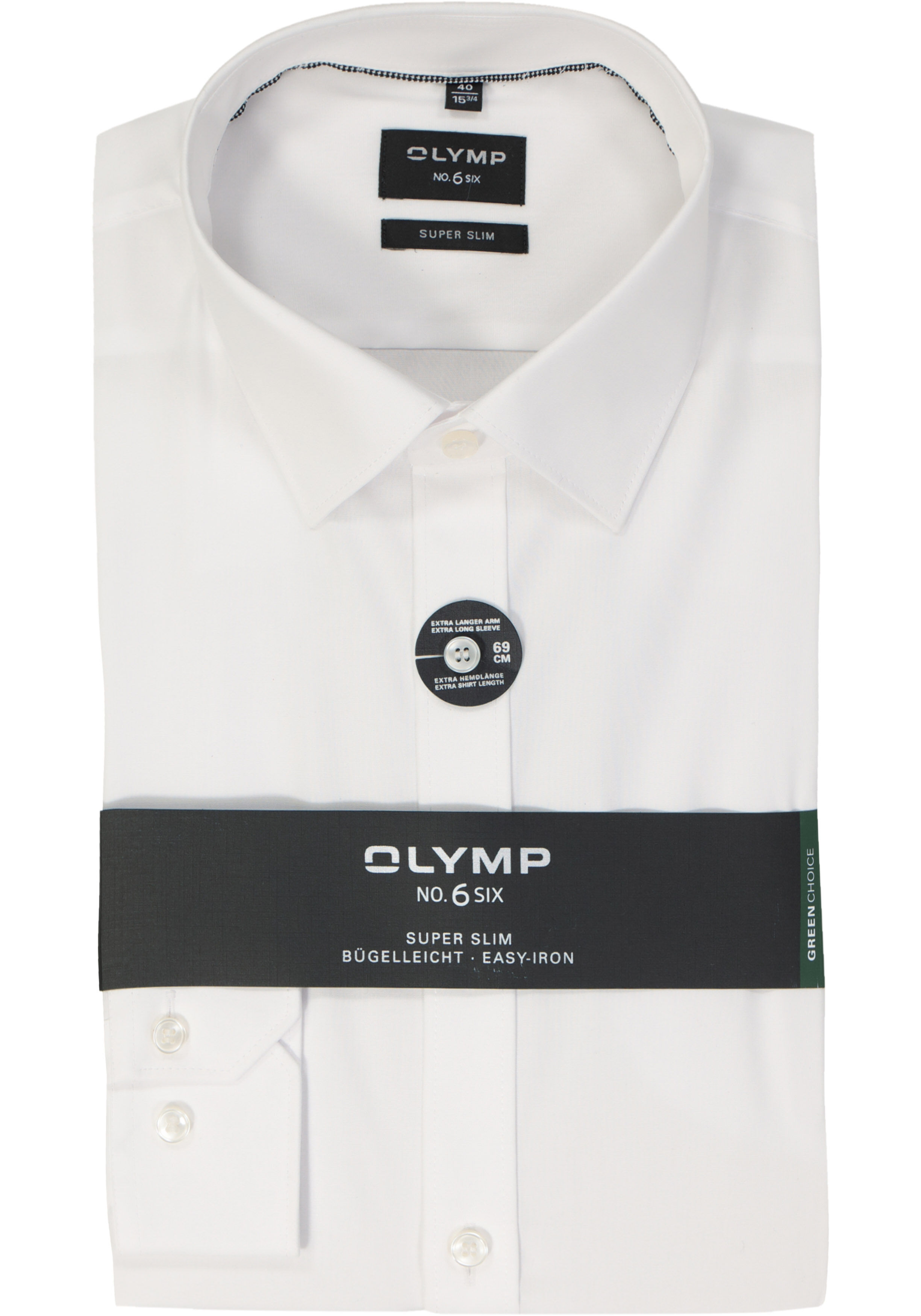 OLYMP No. Six super slim fit overhemd, mouwlengte 7, wit     
