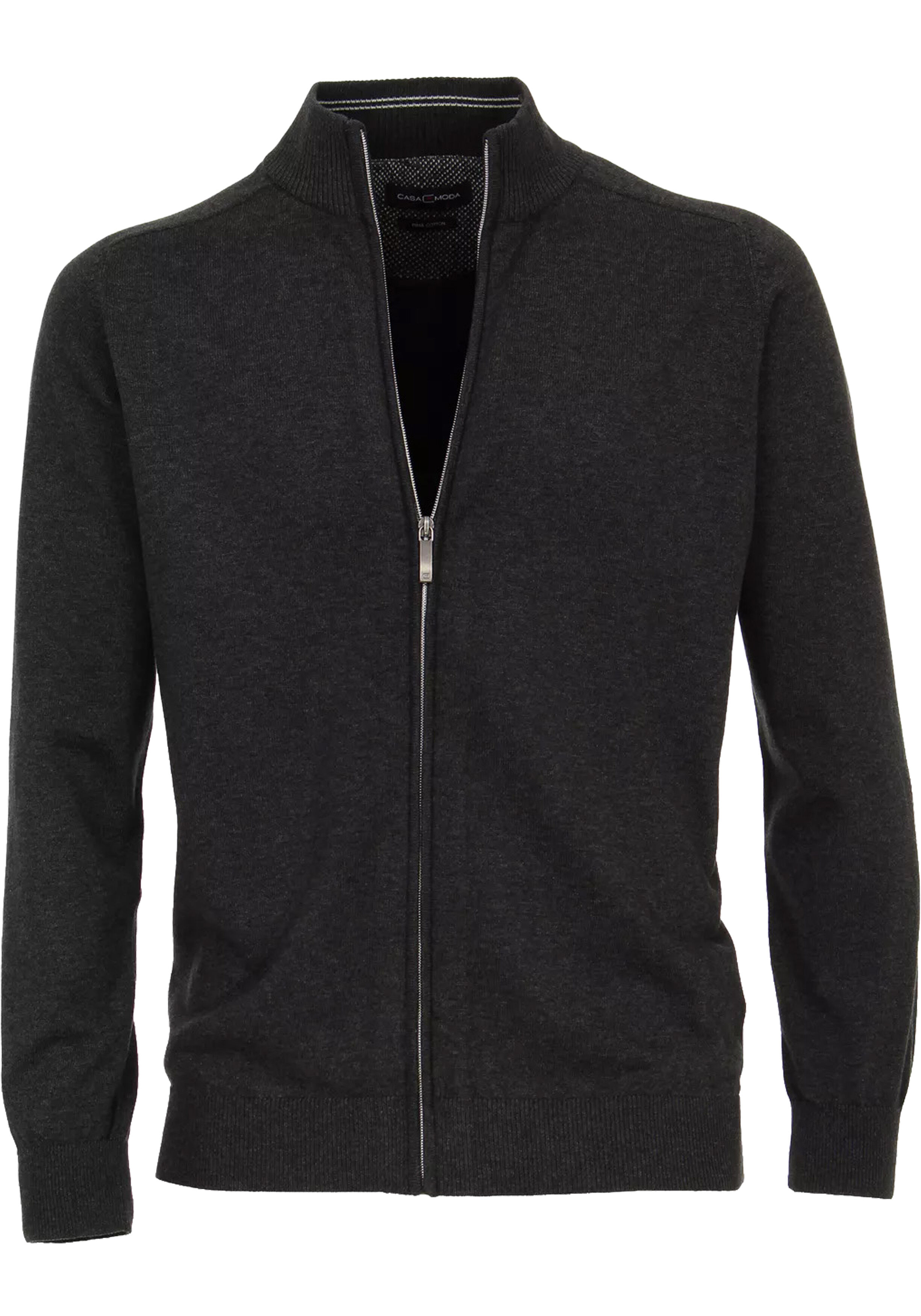 CASA MODA heren vest katoen, met rits, antraciet