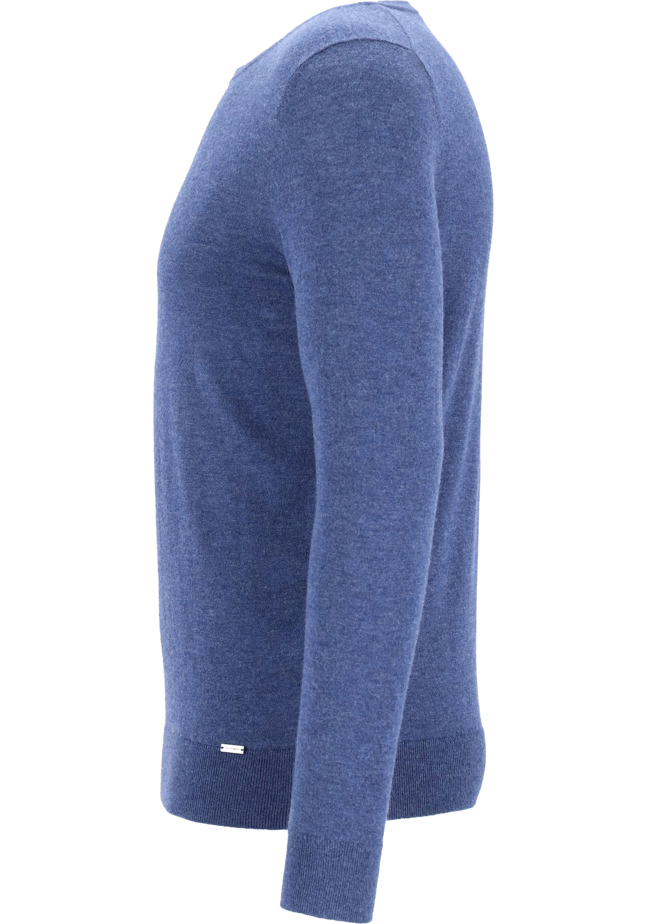 OLYMP Level 5 body fit trui wol met zijde, O-hals, royal blauw