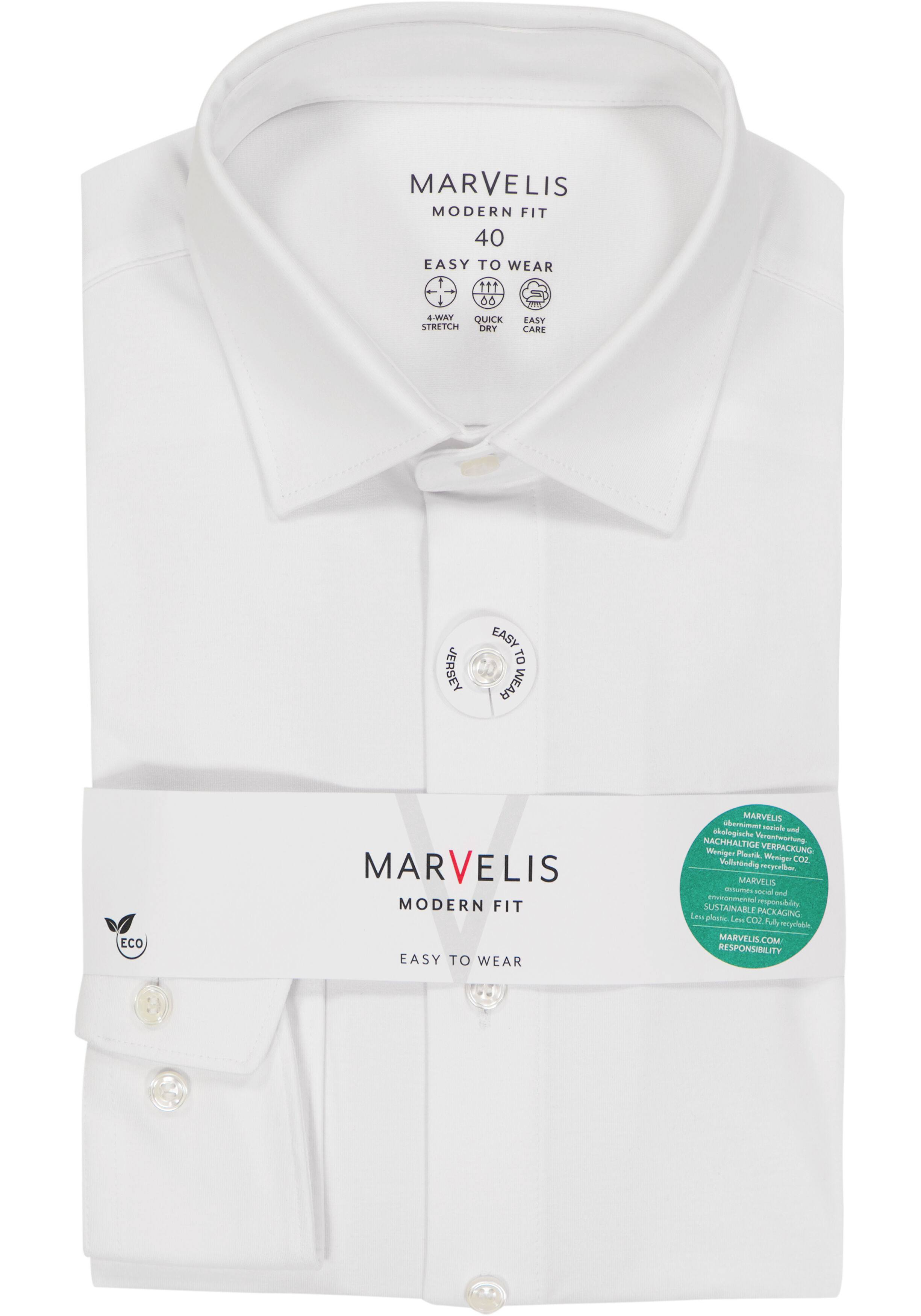 MARVELIS modern fit overhemd, tricot, wit