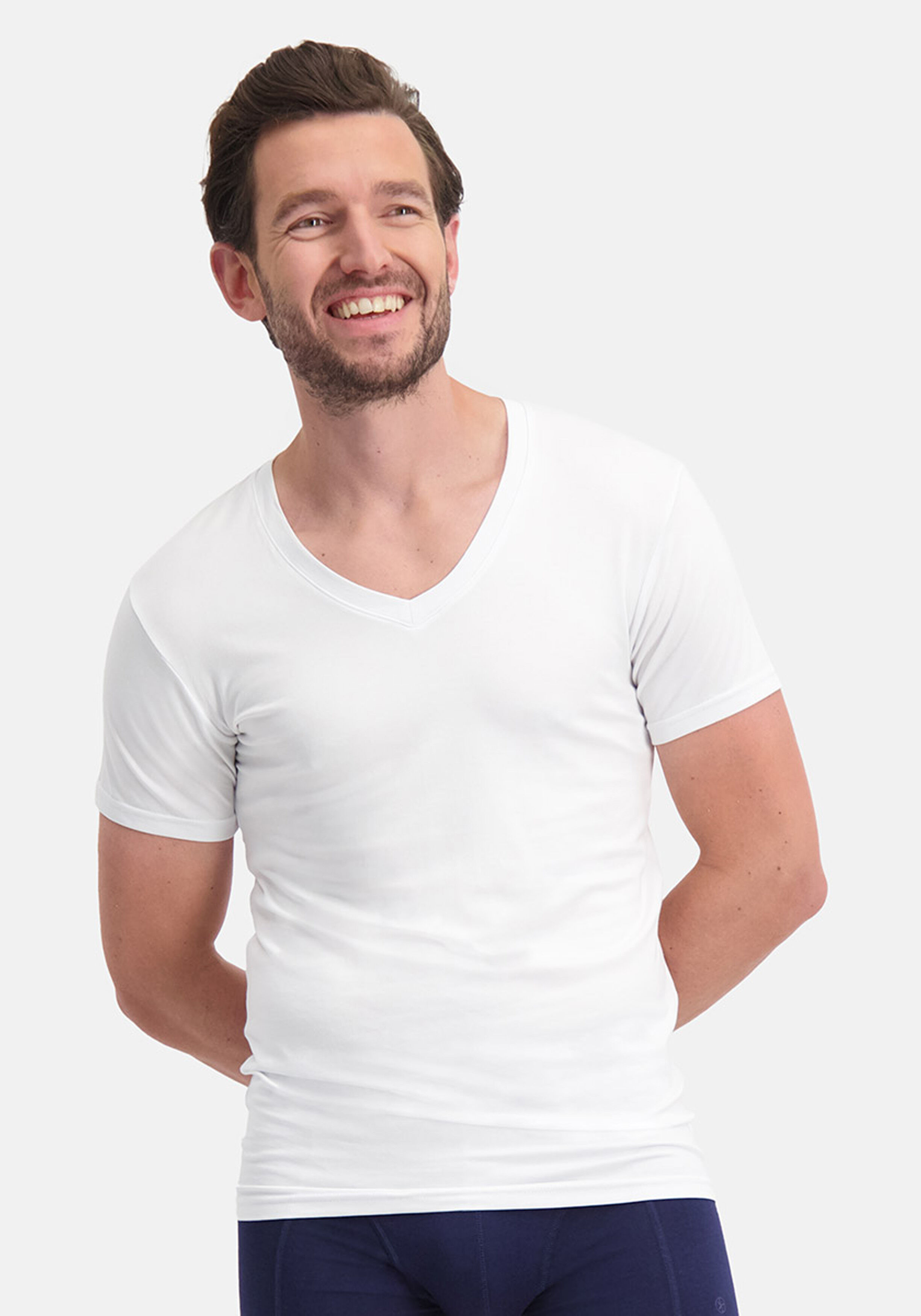 Bamboo Basics Vinn slimfit V-neck T-shirt (2-pack), heren slim fit T-shirt V-hals, wit