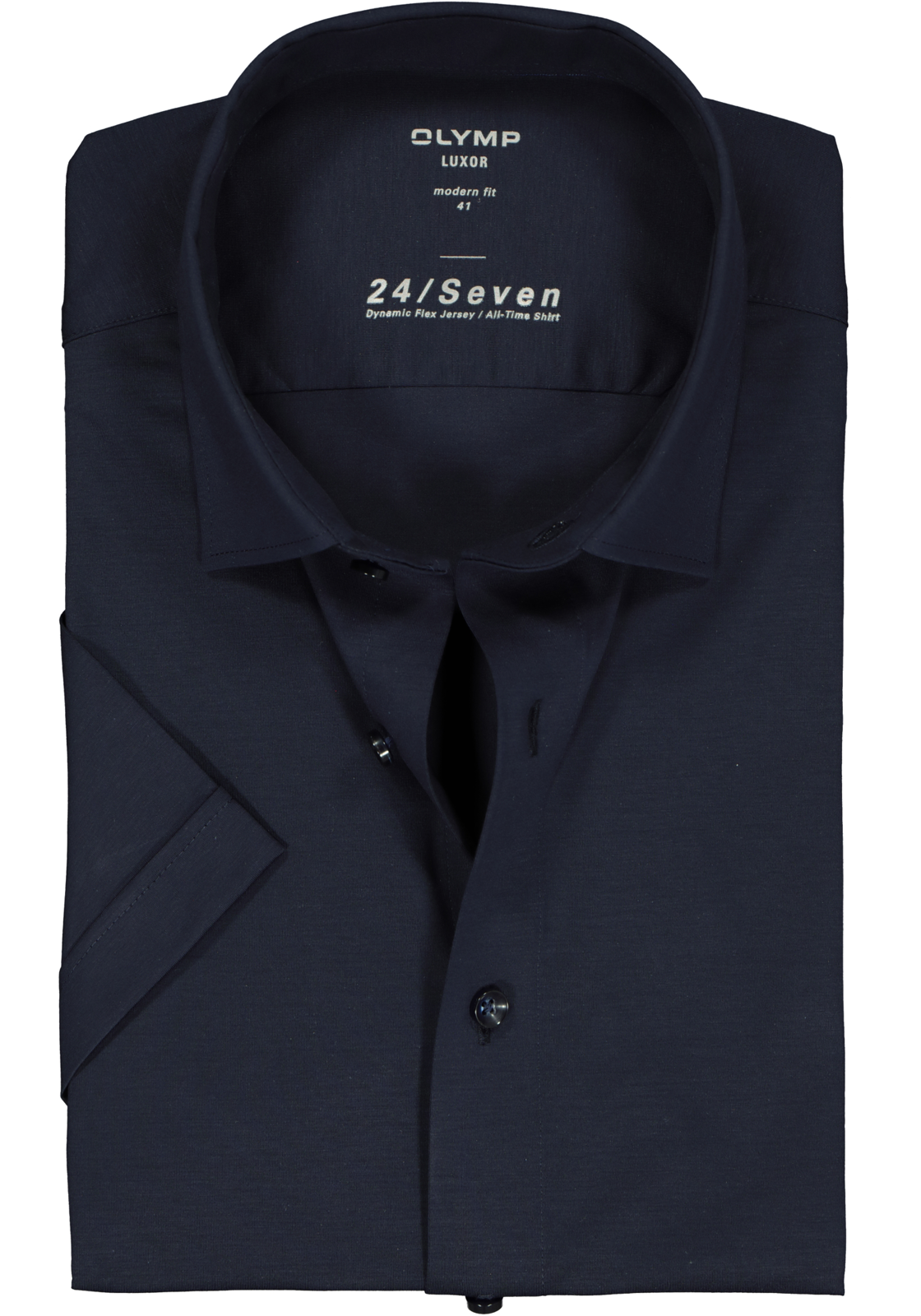 OLYMP Luxor 24/Seven modern fit overhemd, korte mouw, marine blauw tricot OLYMP Luxor 24/Seven modern fit overhemd, korte mouw, marine blauw tricot