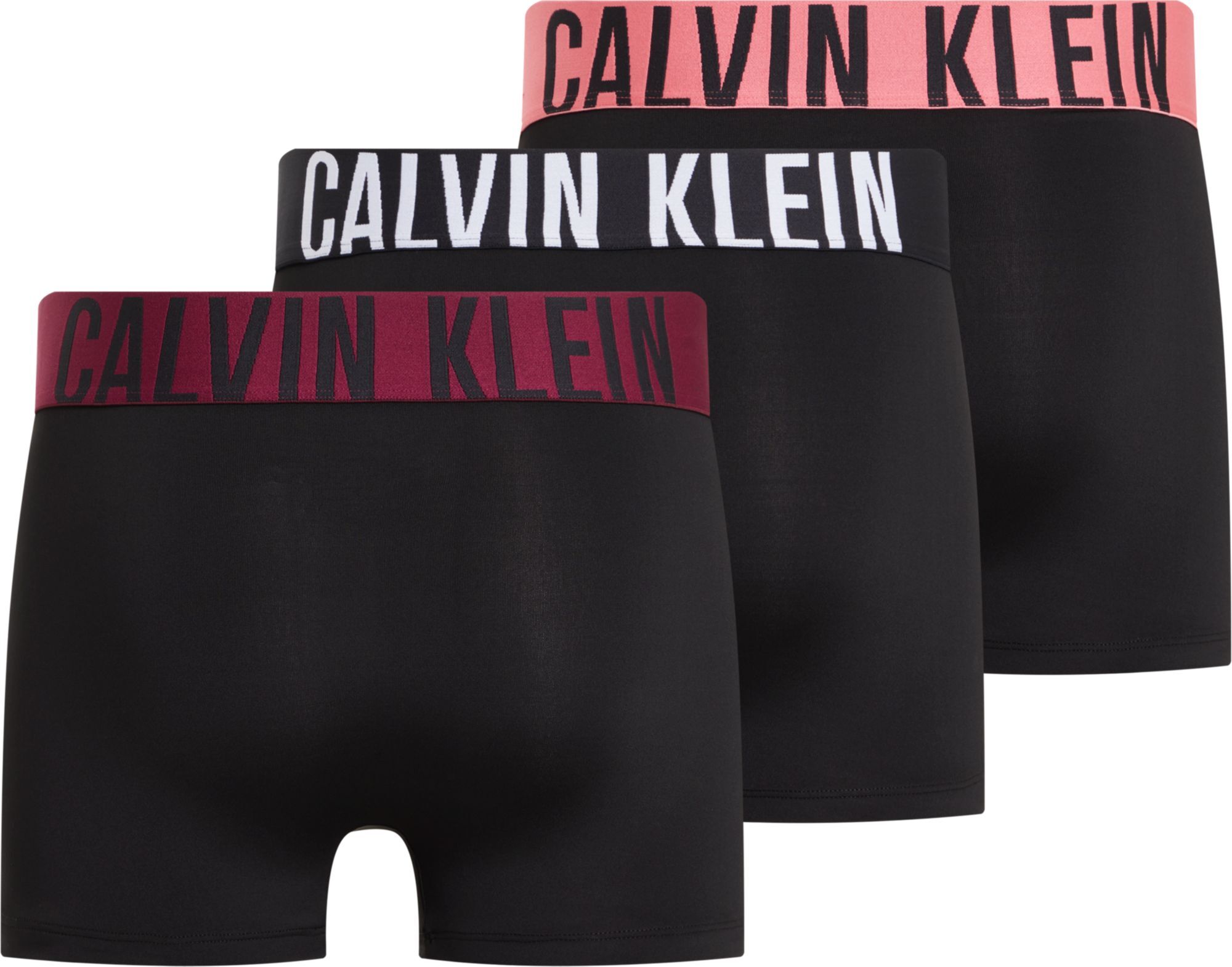 Calvin Klein Trunk (3-pack), heren boxers normale lengte, zwart met gekleurde tailleband
