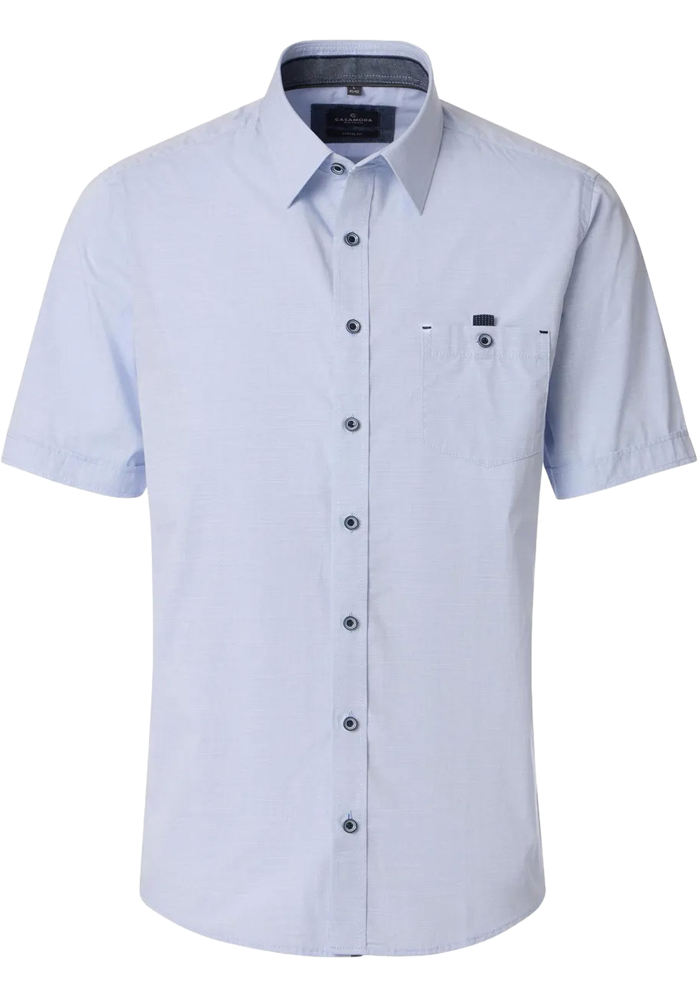 CASA MODA Sport casual fit overhemd, korte mouw, chambray, lichtblauw