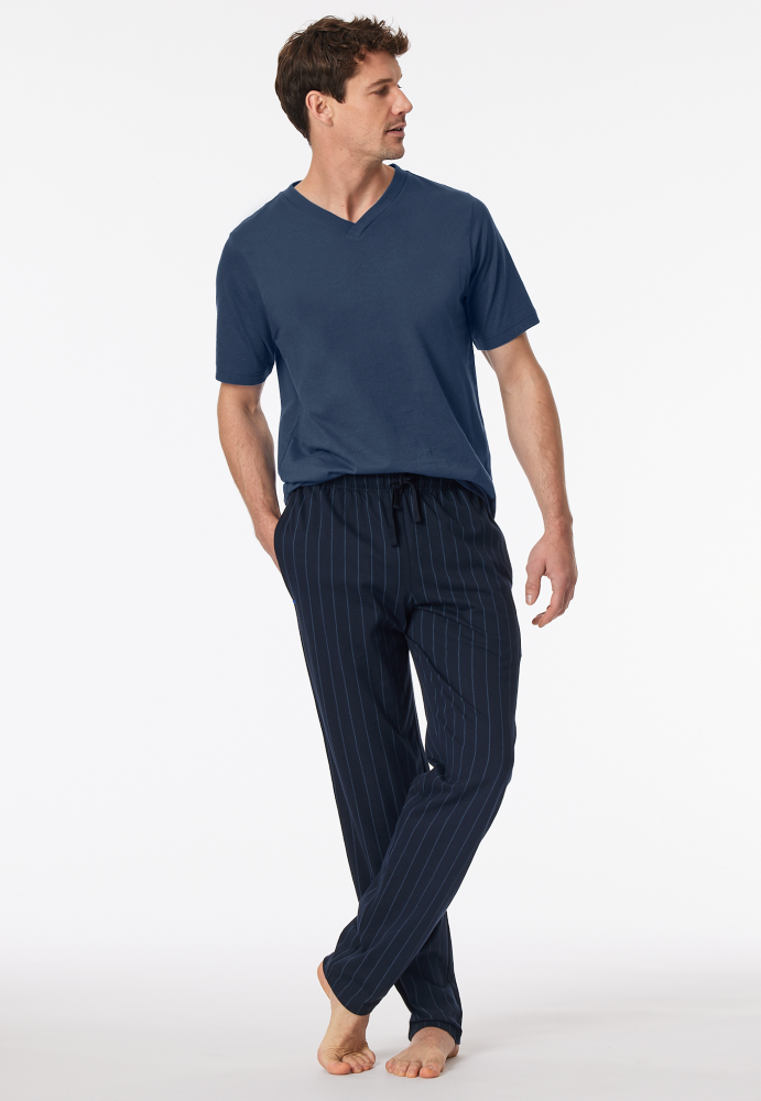 SCHIESSER Mix + Relax Pantalon, heren loungebroek, nachtblauw dessin