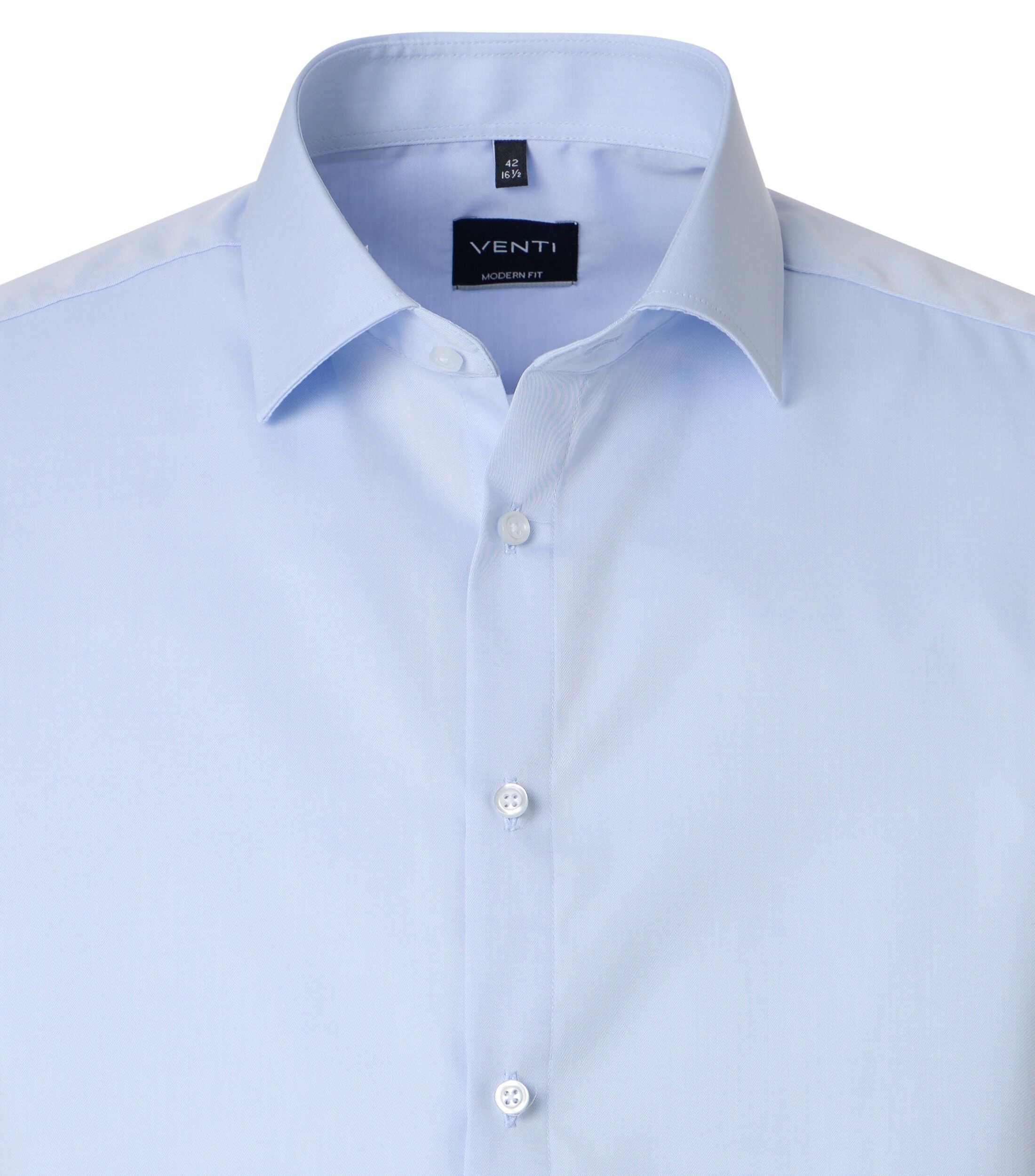 VENTI modern fit overhemd, korte mouw, twill, lichtblauw