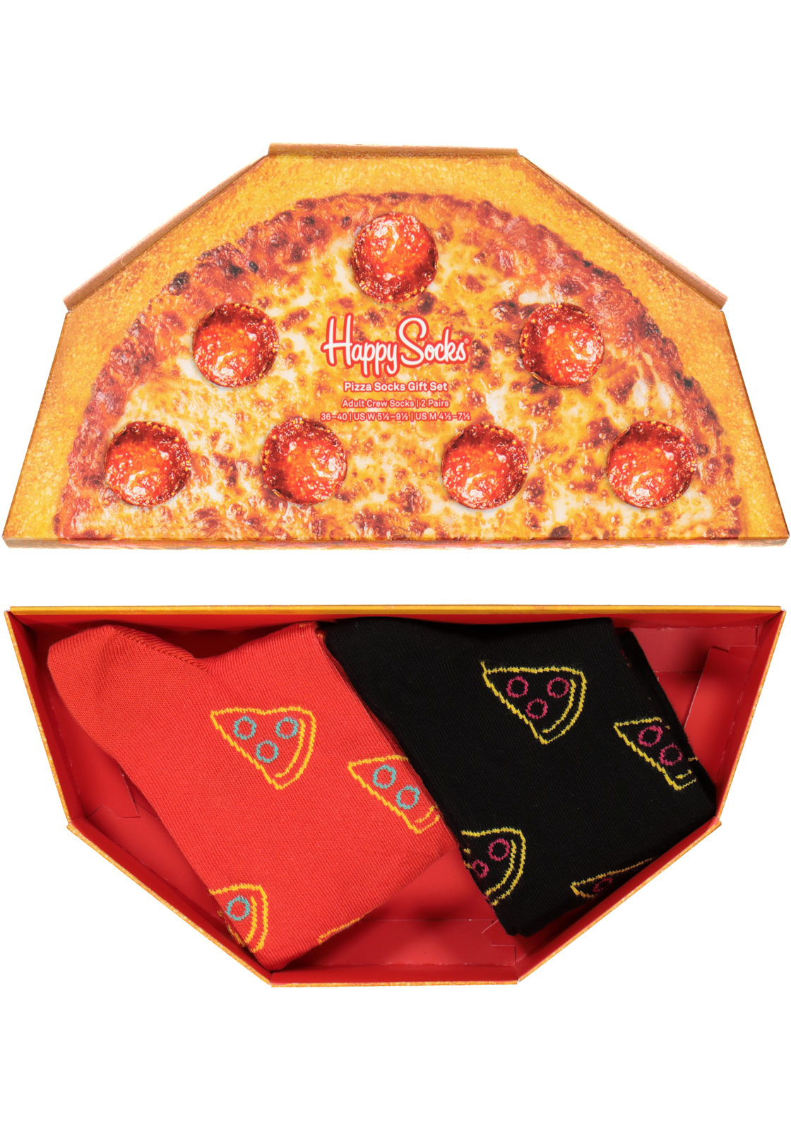 6-7333102504859_happy_socks_HR Happy Socks Pizza Socks Gift Set (2-pack), smakelijk rood en zwart