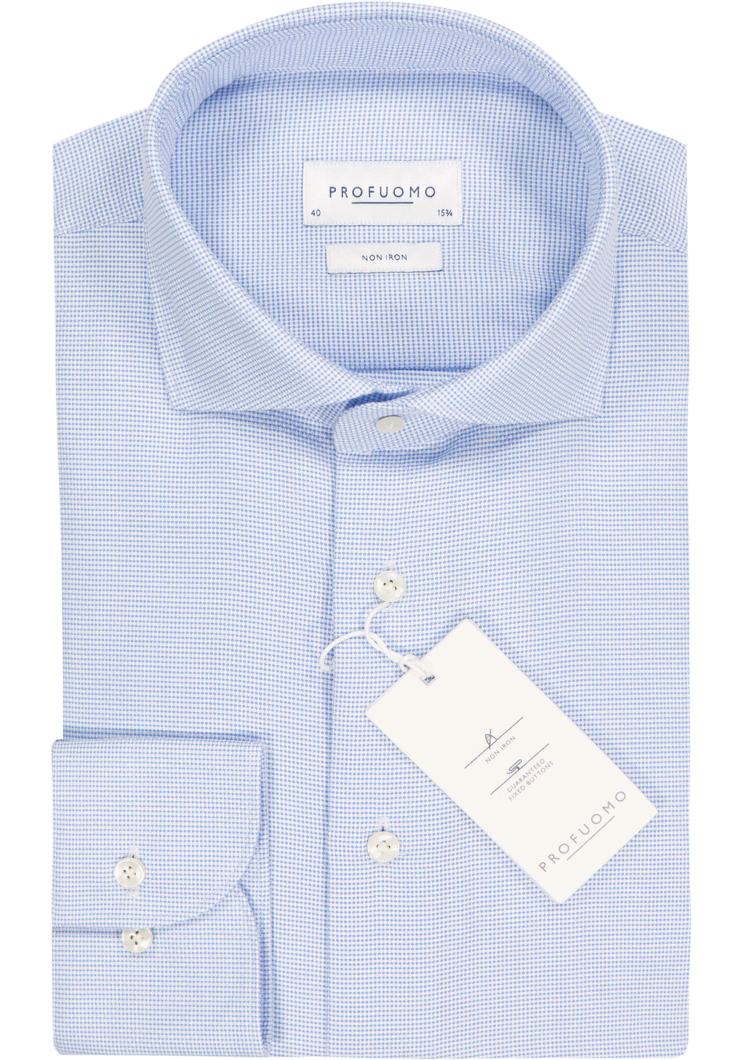 Profuomo slim fit heren overhemd, twill, lichtblauw