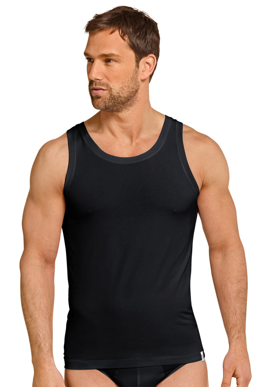 SCHIESSER Long Life Soft singlet (1-pack), heren shirt blauwzwart