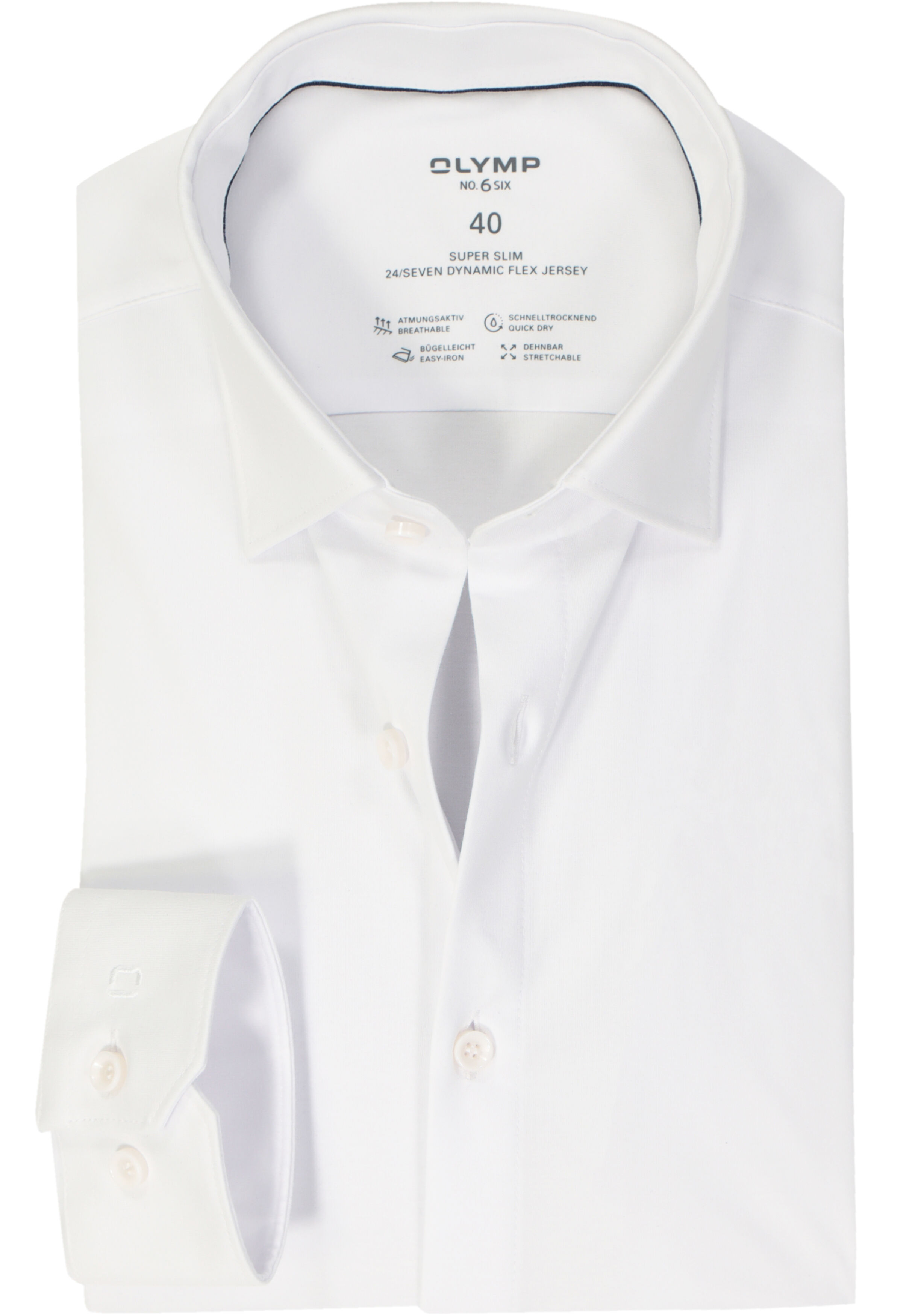 OLYMP No. Six 24/Seven super slim fit overhemd, tricot, wit