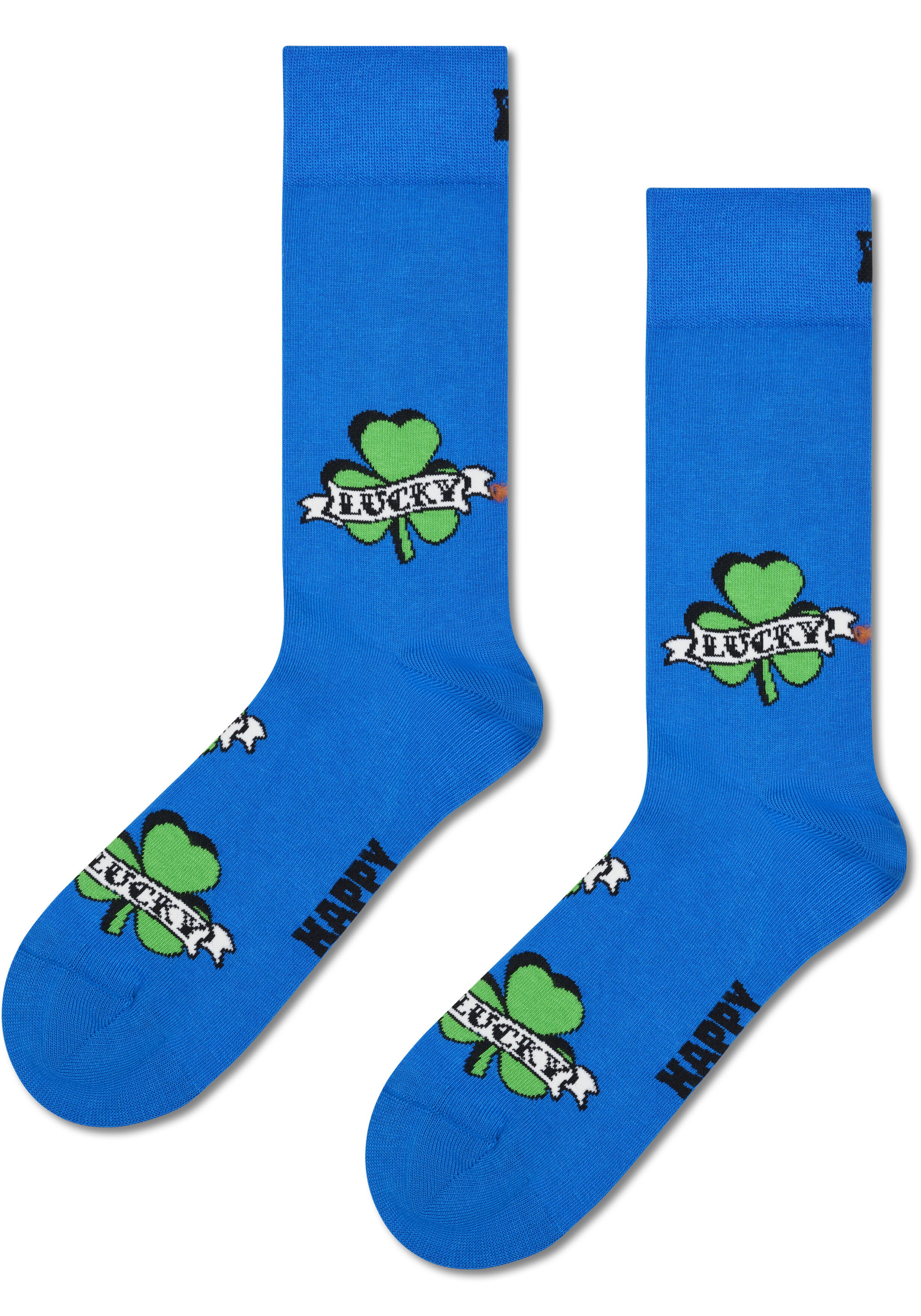 Happy Socks Three-Leaf Luck Sock, unisex sokken, blauw