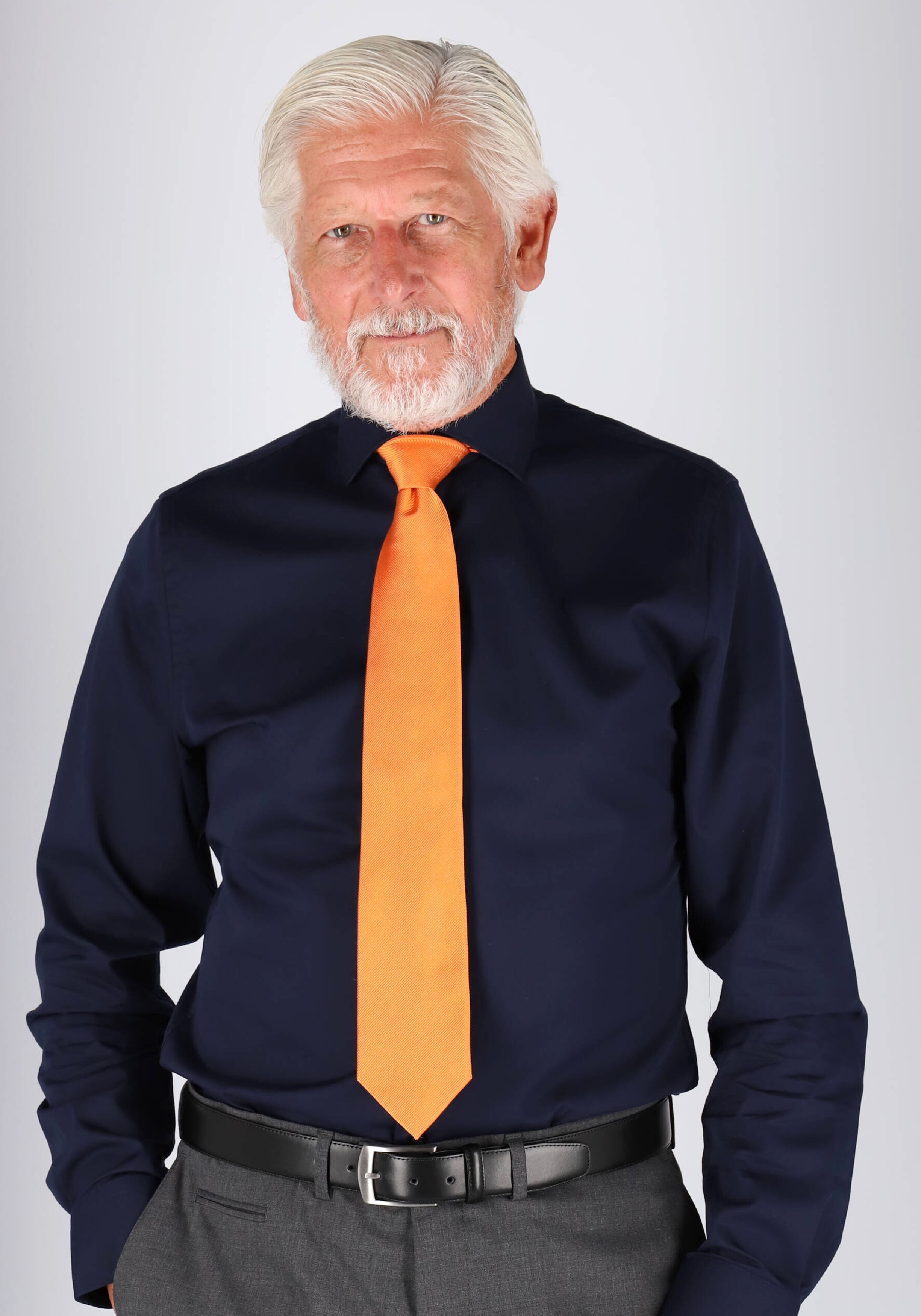 Profuomo slim fit overhemd, fine twill, marine blauw