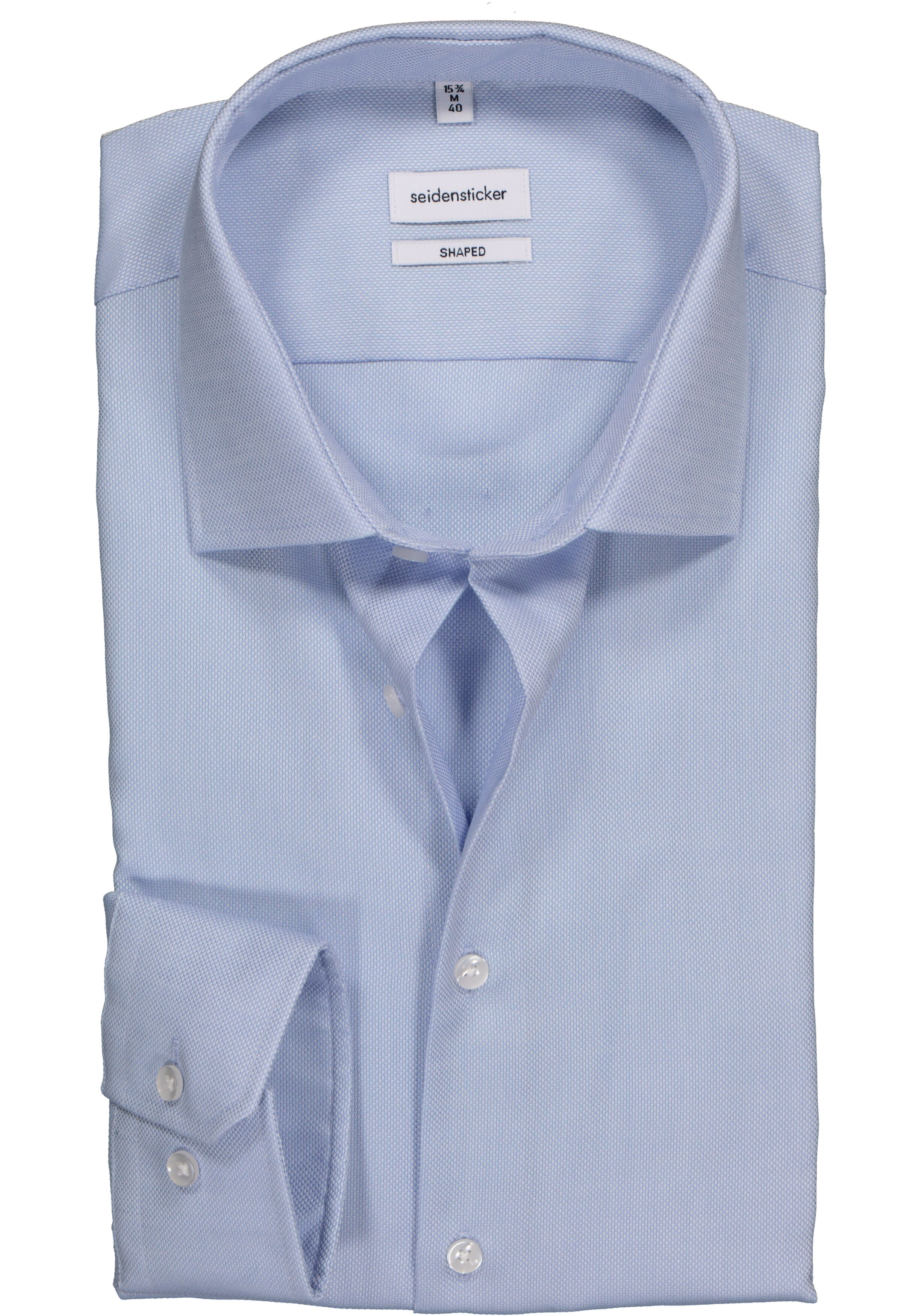 Seidensticker shaped fit overhemd, lichtblauw structuur