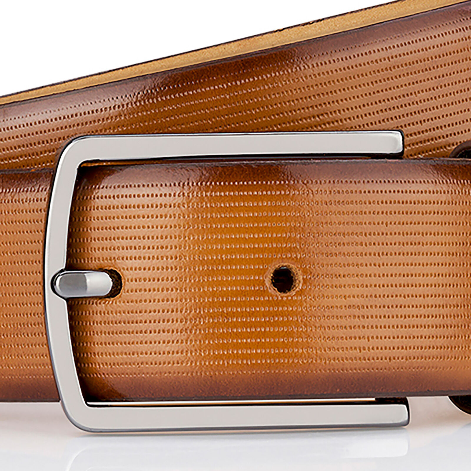 LINDENMANN leren heren riem, cognac
