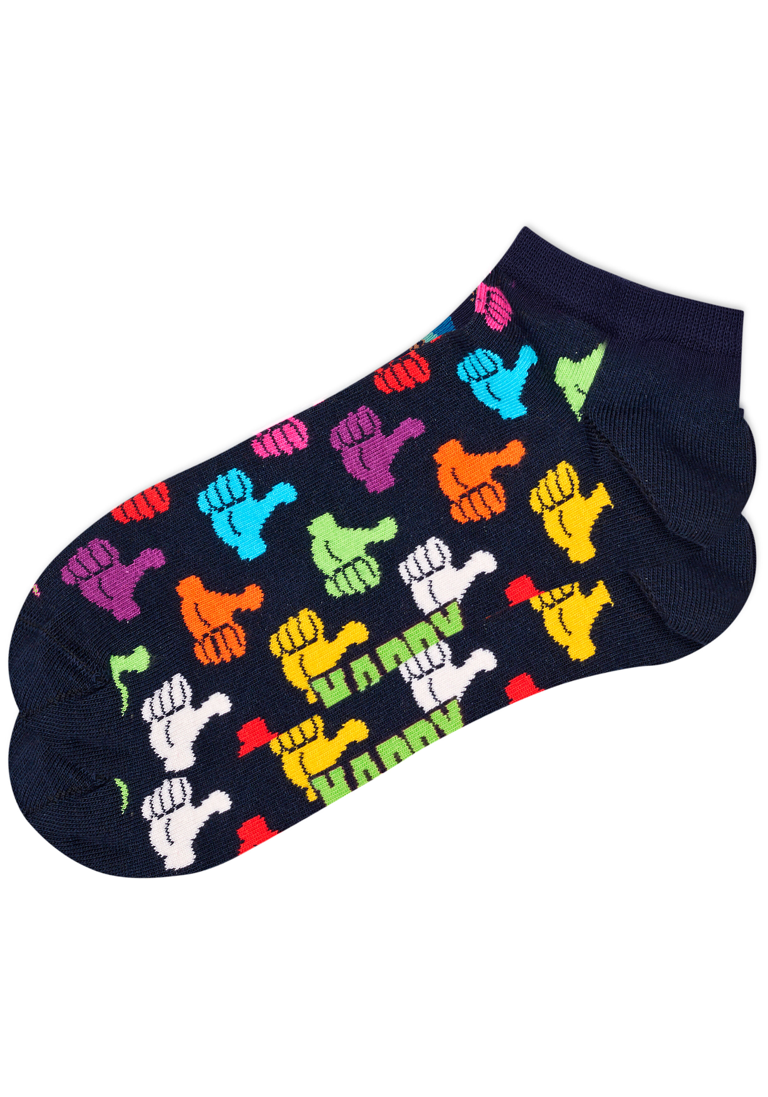 Happy Socks Thumbs Up Low Sock, unisex enkelsokken, navy
