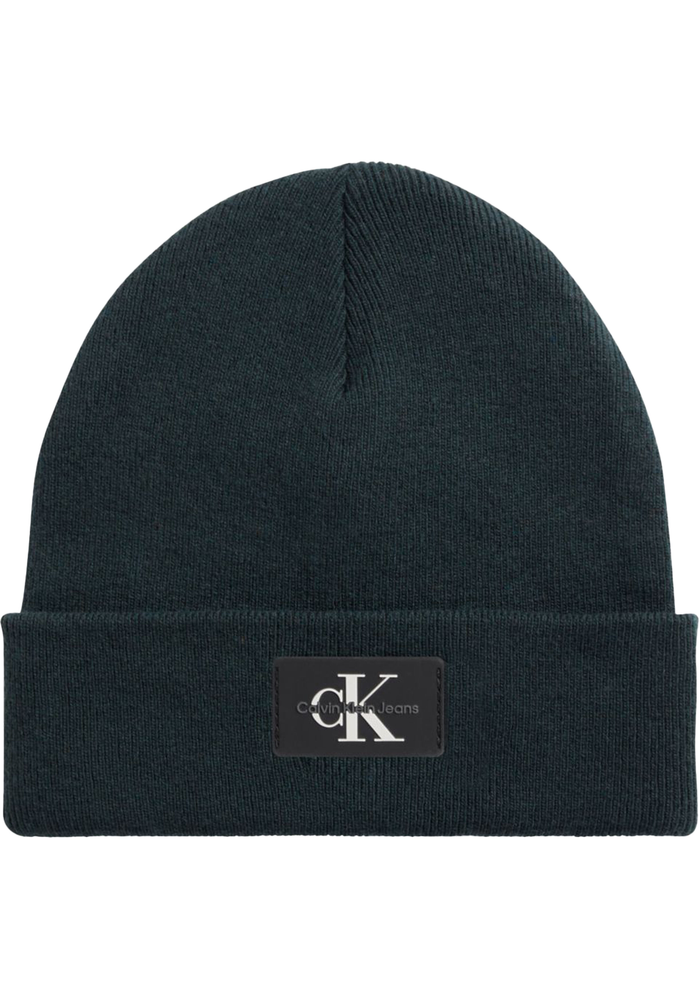 Calvin Klein muts, monologo patch non-rib beanie, thijm groen