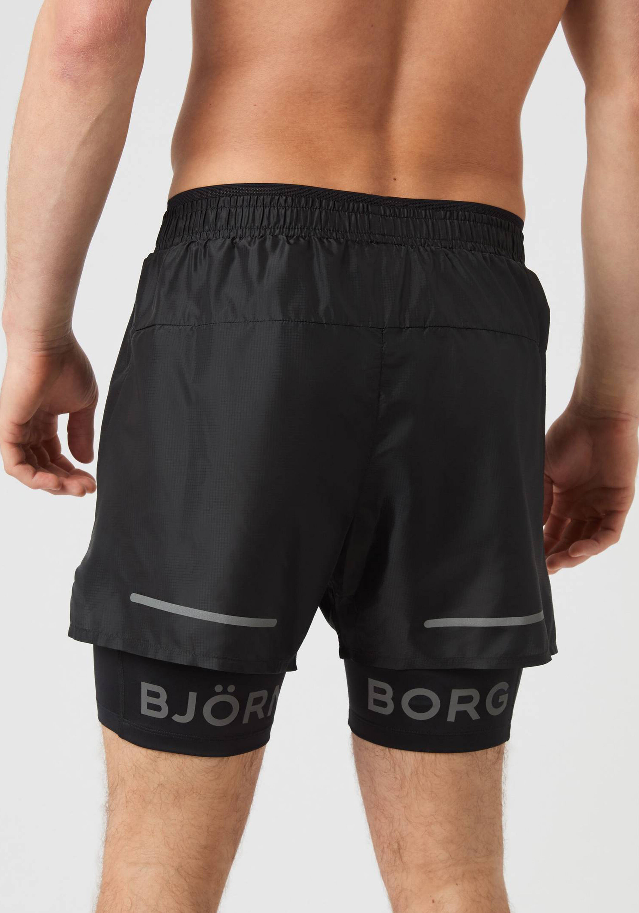 Bjorn Borg Performance Shorts 2 In 1, heren sportbroek kort, zwart